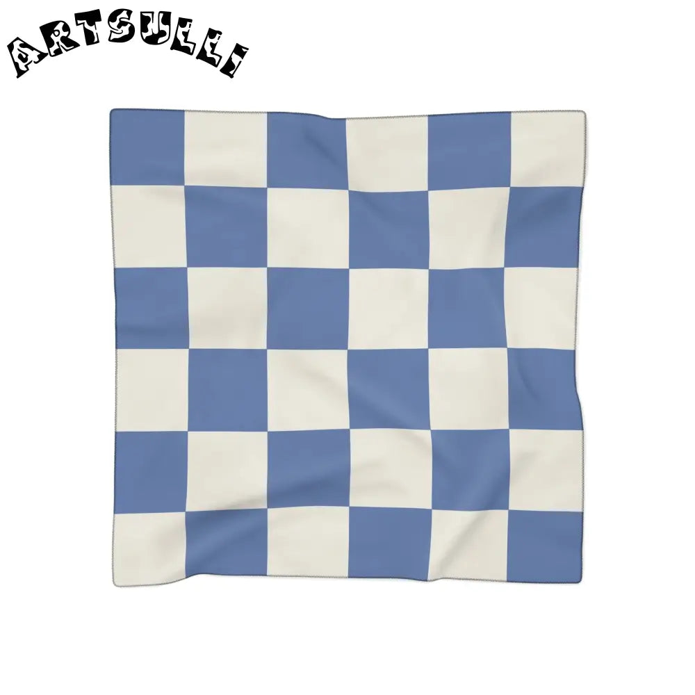 JAKKOUTTHEBXX Checkerboard Blue Poly Scarf JAKKOUTTHEBXX Artsulli
