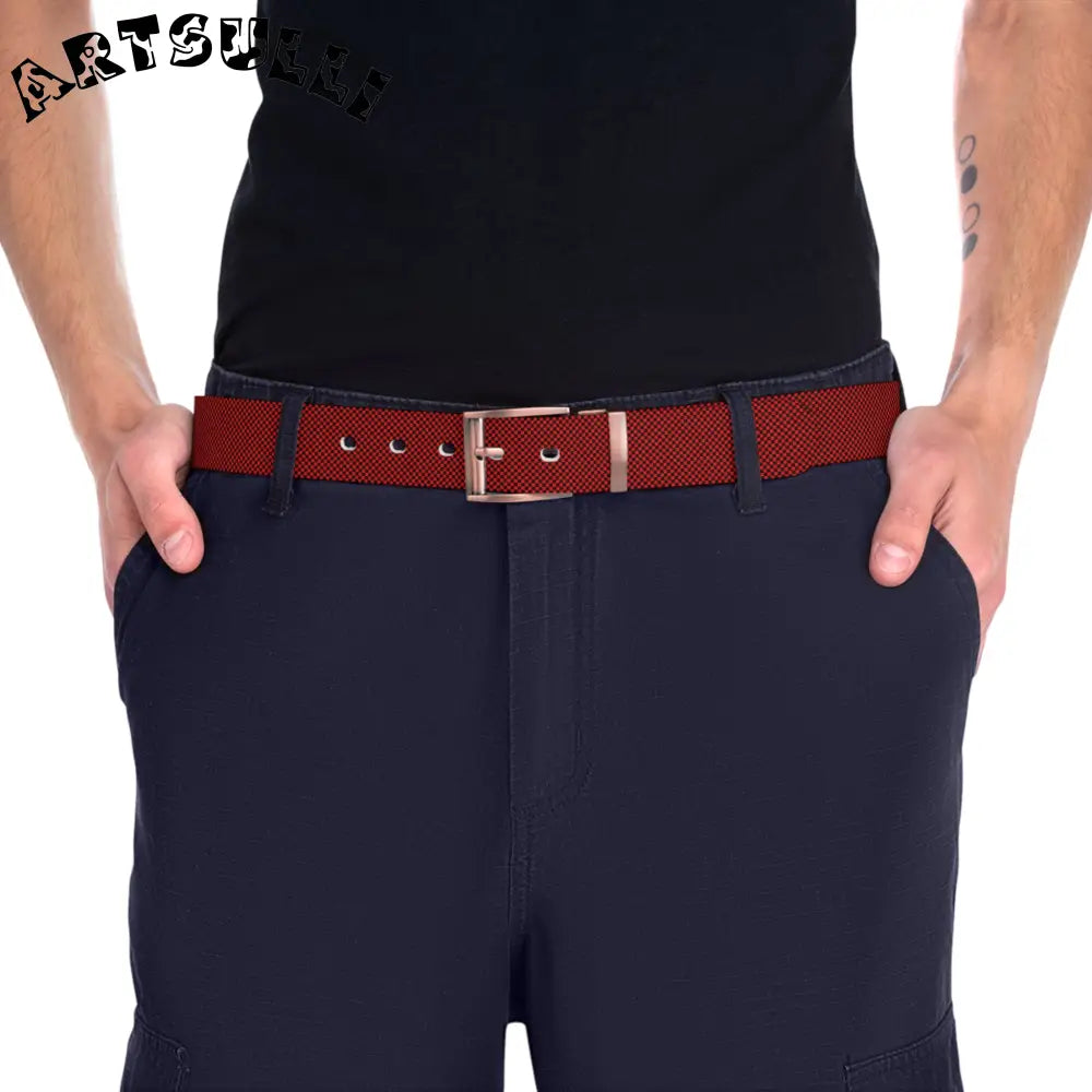 JAKKOUTTHEBXX Checkerboard Red and Black Belt JAKKOUTTHEBXX Artsulli
