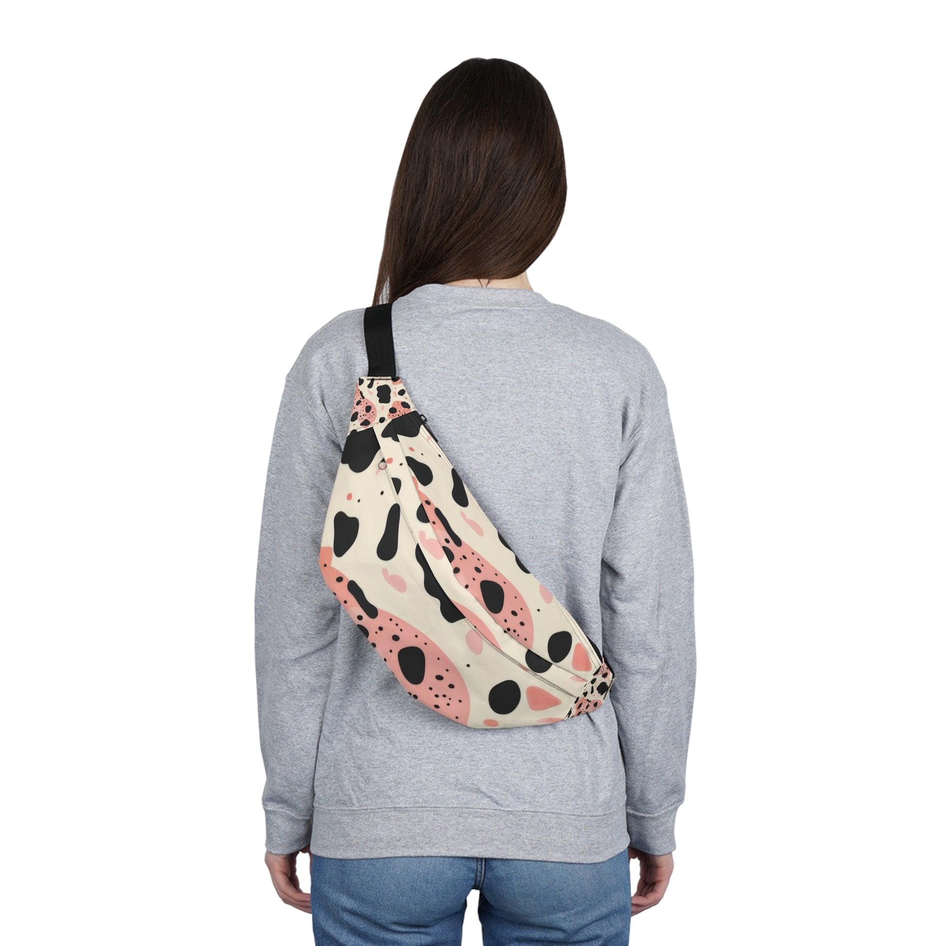 Organic Cow Print Cream and Pink Large Fanny Pack, Artsulli - Art is Long, Life is Short, Bags, , , , , , , 