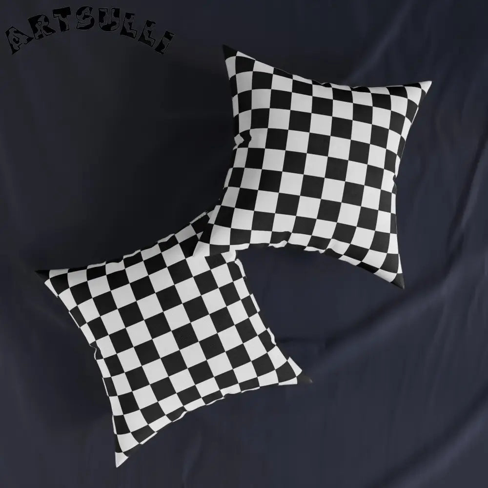 JAKKOUTTHEBXX Checkerboard Black and White Square Pillow