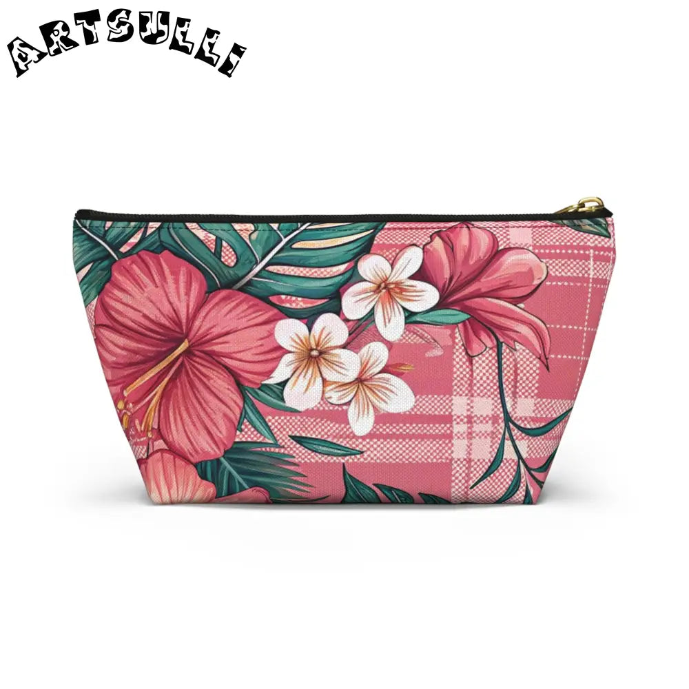 JAKKOUTTHEBXX Plaid x Floral Burgundy and Green Accessory Pouch w