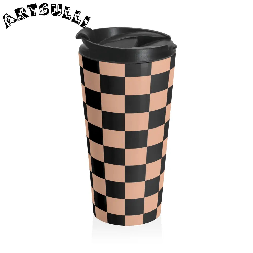 JAKKOUTTHEBXX Checkerboard Soft Orange and Black Stainless Steel
