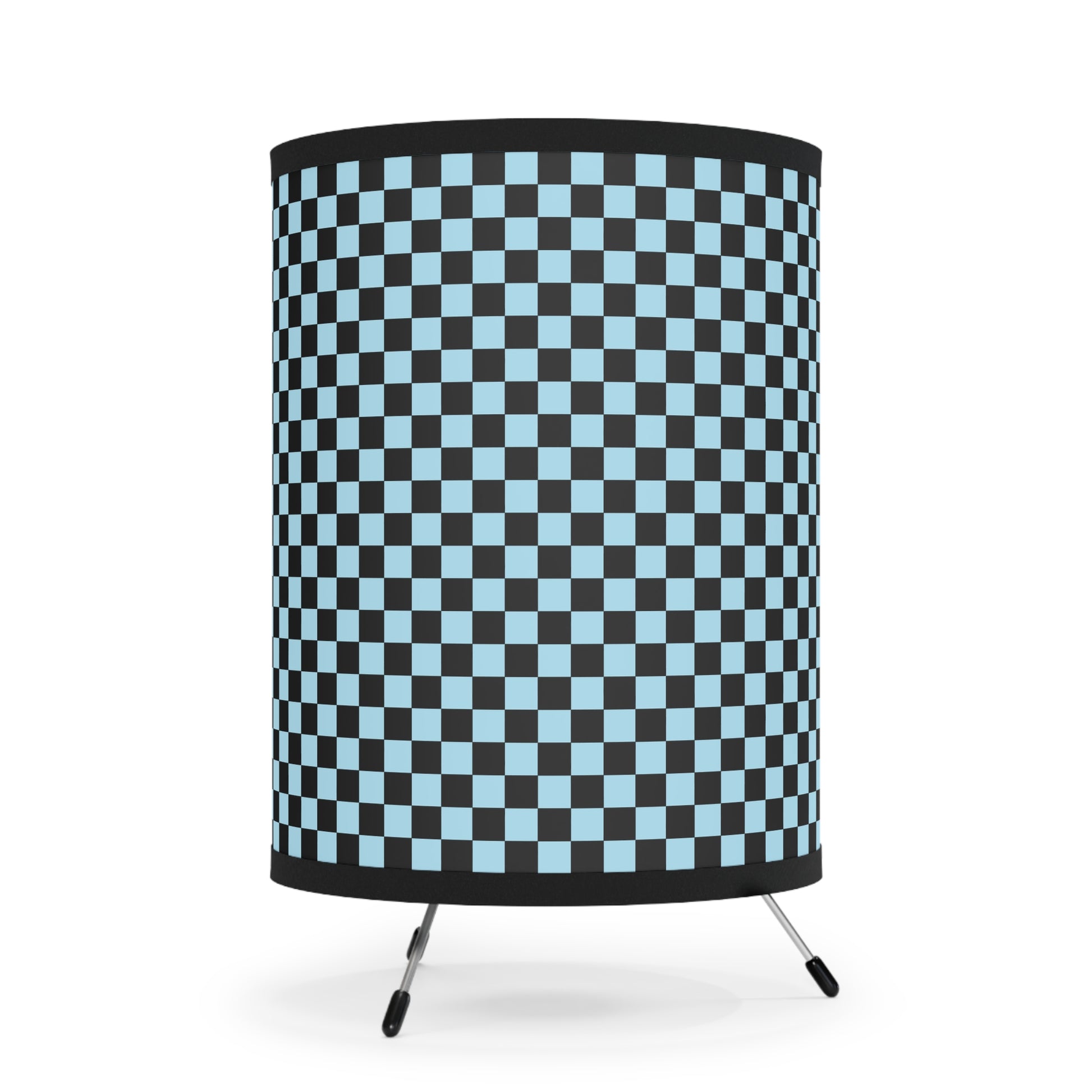 Checkerboard Black and Blue Tripod Lamp with High-Res Printed Shade, US\CA plug, Artsulli - Art is Long, Life is Short, Home Decor, , , , , , , 