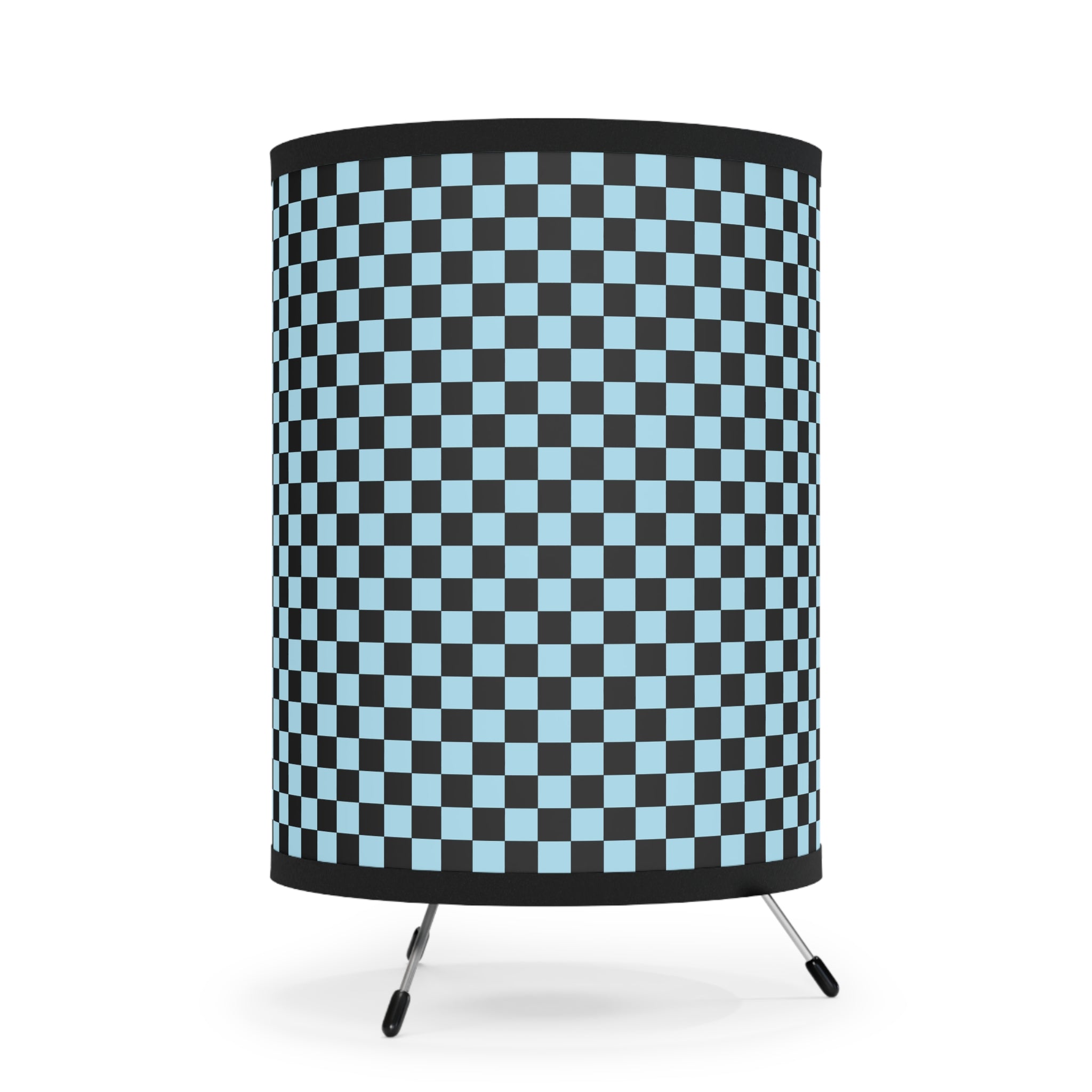 Checkerboard Black and Blue Tripod Lamp with High-Res Printed Shade, US\CA plug, Artsulli - Art is Long, Life is Short, Home Decor, , , , , , , 