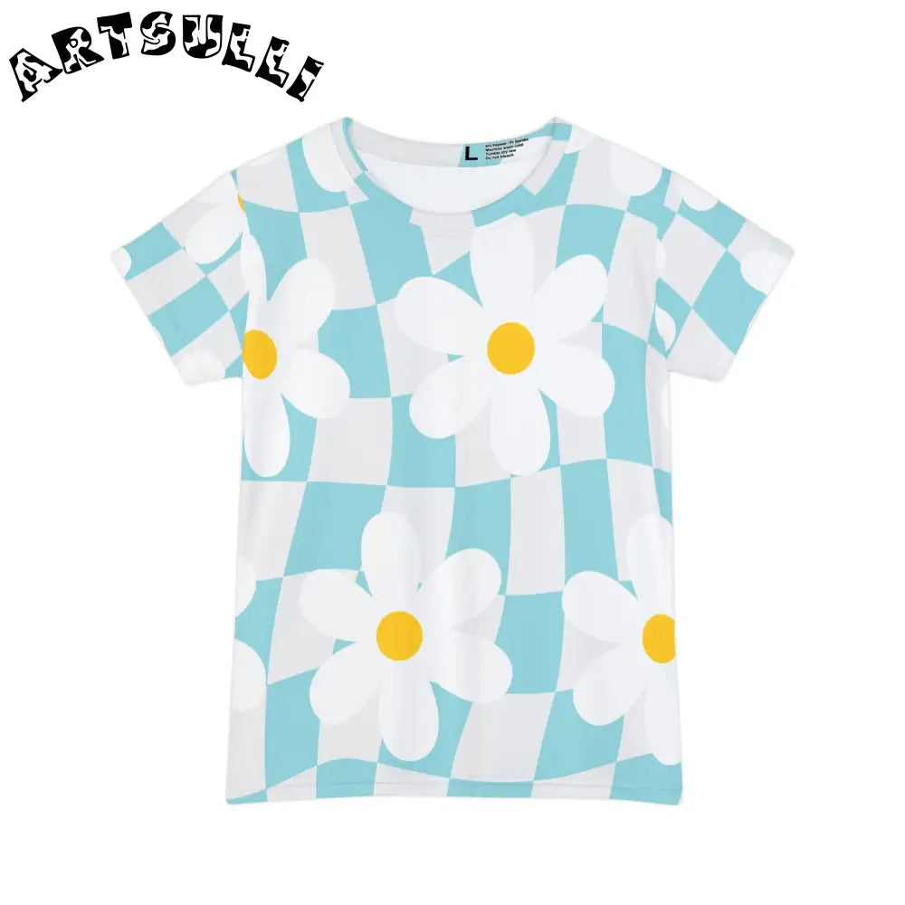 JAKKOUTTHEBXX Trippy Check Garden Women’s Short Sleeve Shirt (AOP)