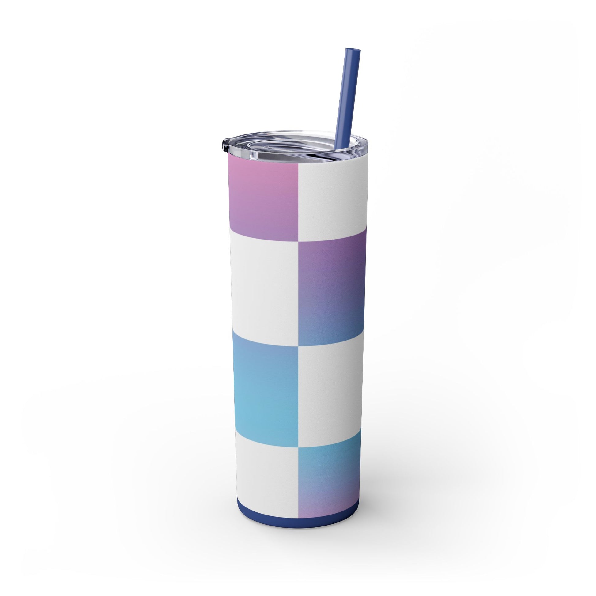 Vaporwave Check Skinny Tumbler with Straw, 20oz, Artsulli - Art is Long, Life is Short, Mug, , , , , , , 