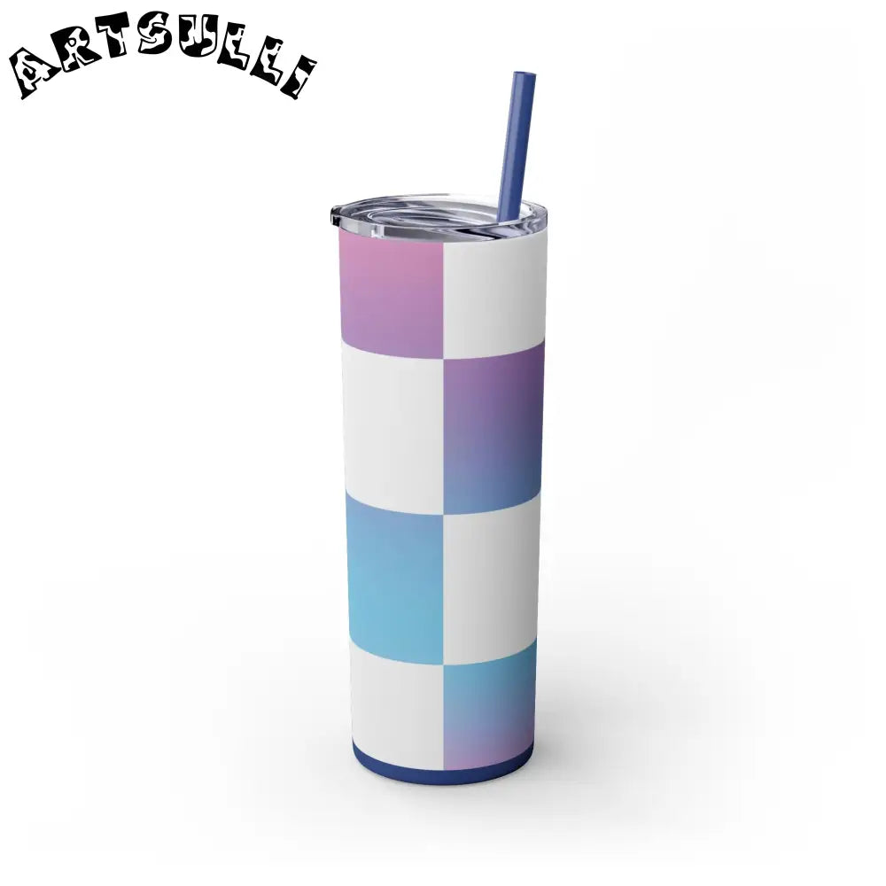 JAKKOUTTHEBXX Vaporwave Check Skinny Tumbler with Straw 20oz