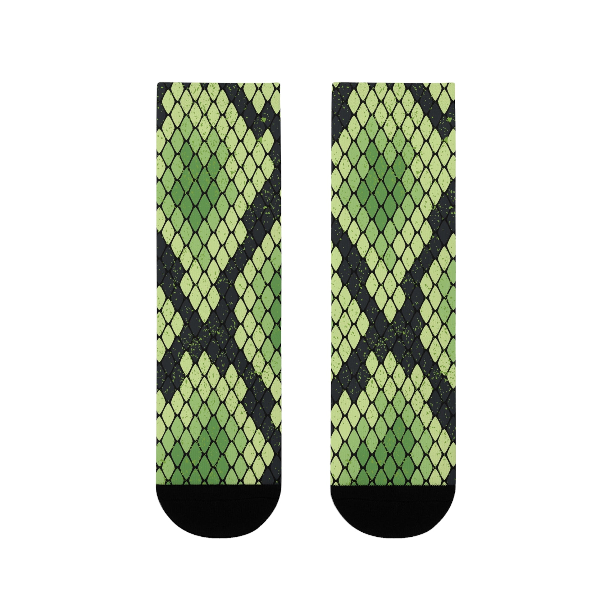 Snake Skin Green and Black Sublimation Crew Socks (EU), Artsulli - Art is Long, Life is Short, All Over Prints, , , , , , , 