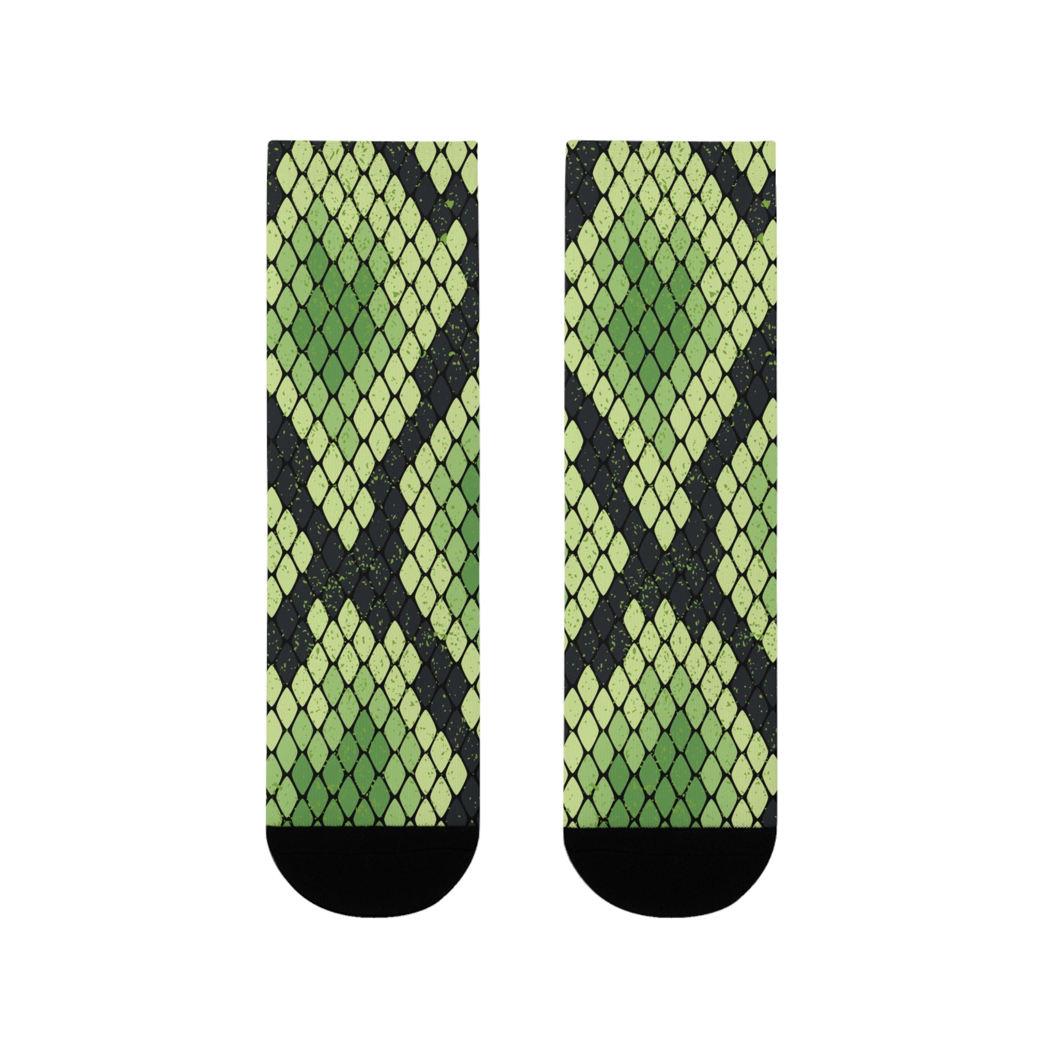 Snake Skin Green and Black Sublimation Crew Socks (EU), Artsulli - Art is Long, Life is Short, All Over Prints, , , , , , , 