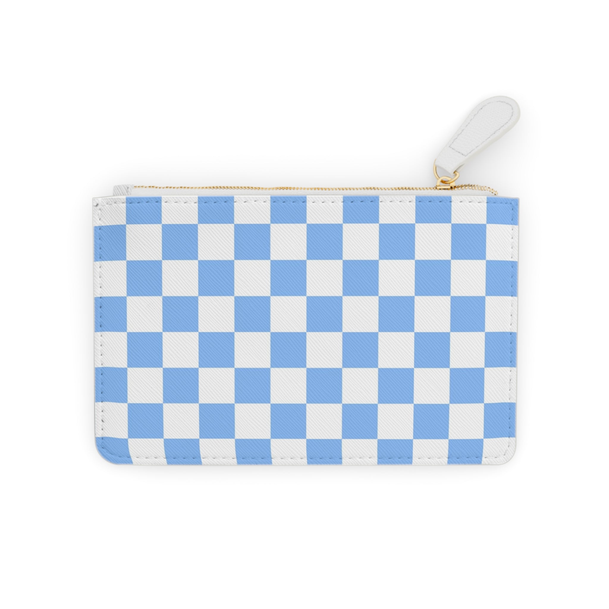Checkerboard White and Light Blue Mini Clutch Bag, Artsulli - Art is Long, Life is Short, Bags, Size, 6.3” x 4”, Color, White, , , 32115422061746791889