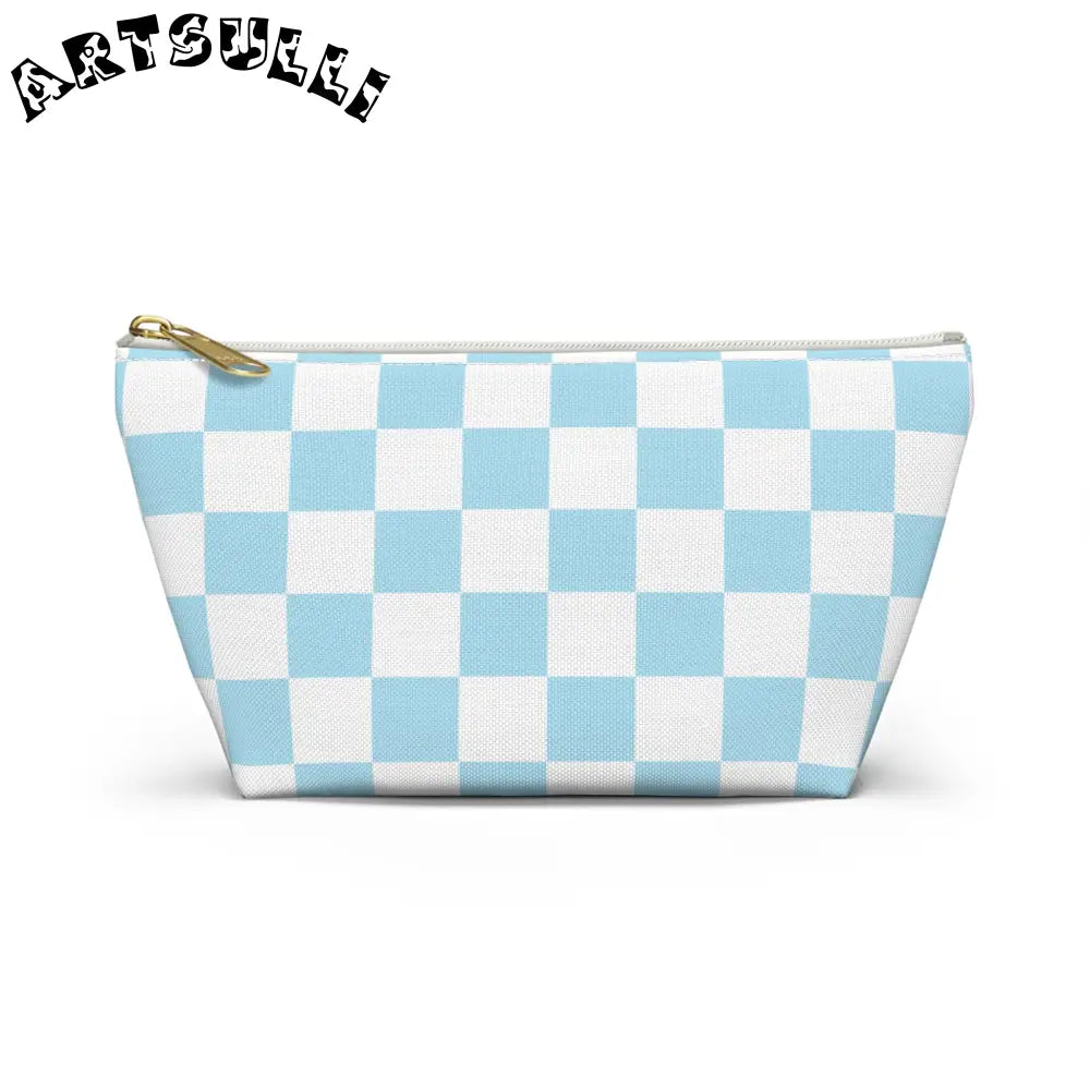 JAKKOUTTHEBXX Checkerboard Sky Blue Accessory Pouch w T-bottom