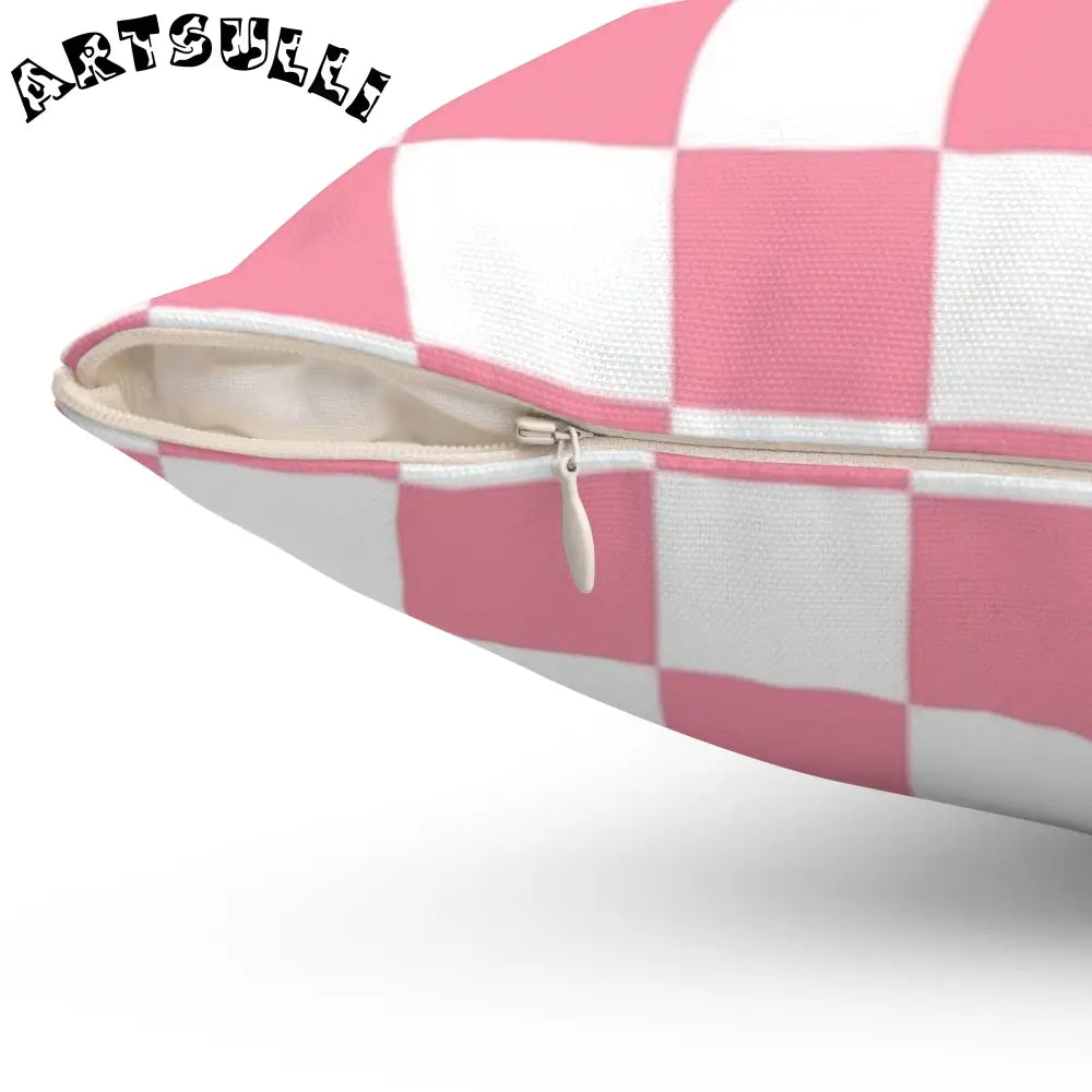 JAKKOUTTHEBXX Pink Checkerboard Throw Pillow 2025