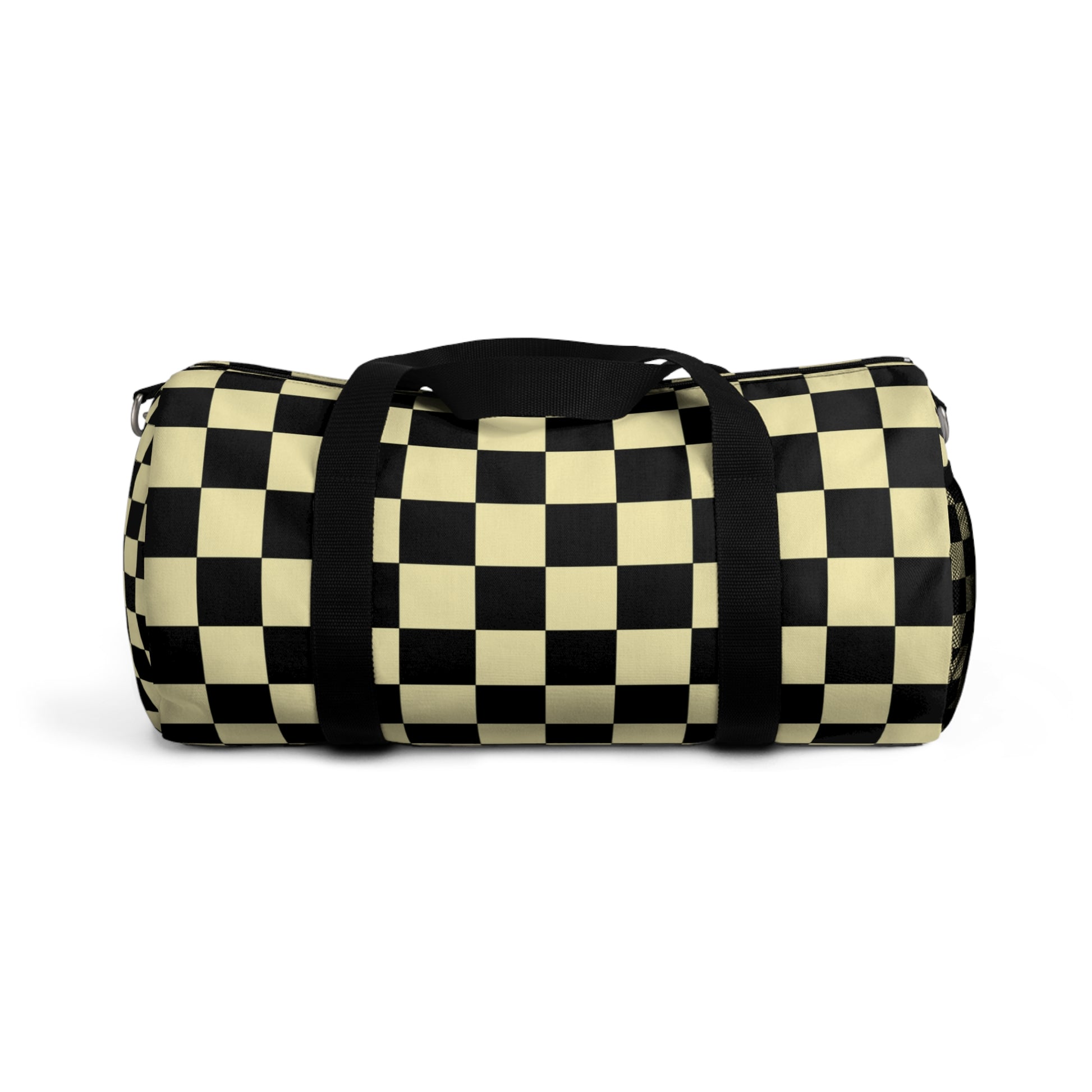 Checkerboard Black and Yellow Duffel Bag, Artsulli - Art is Long, Life is Short, Bags, Size, Small, , , , , 34708580986056671498