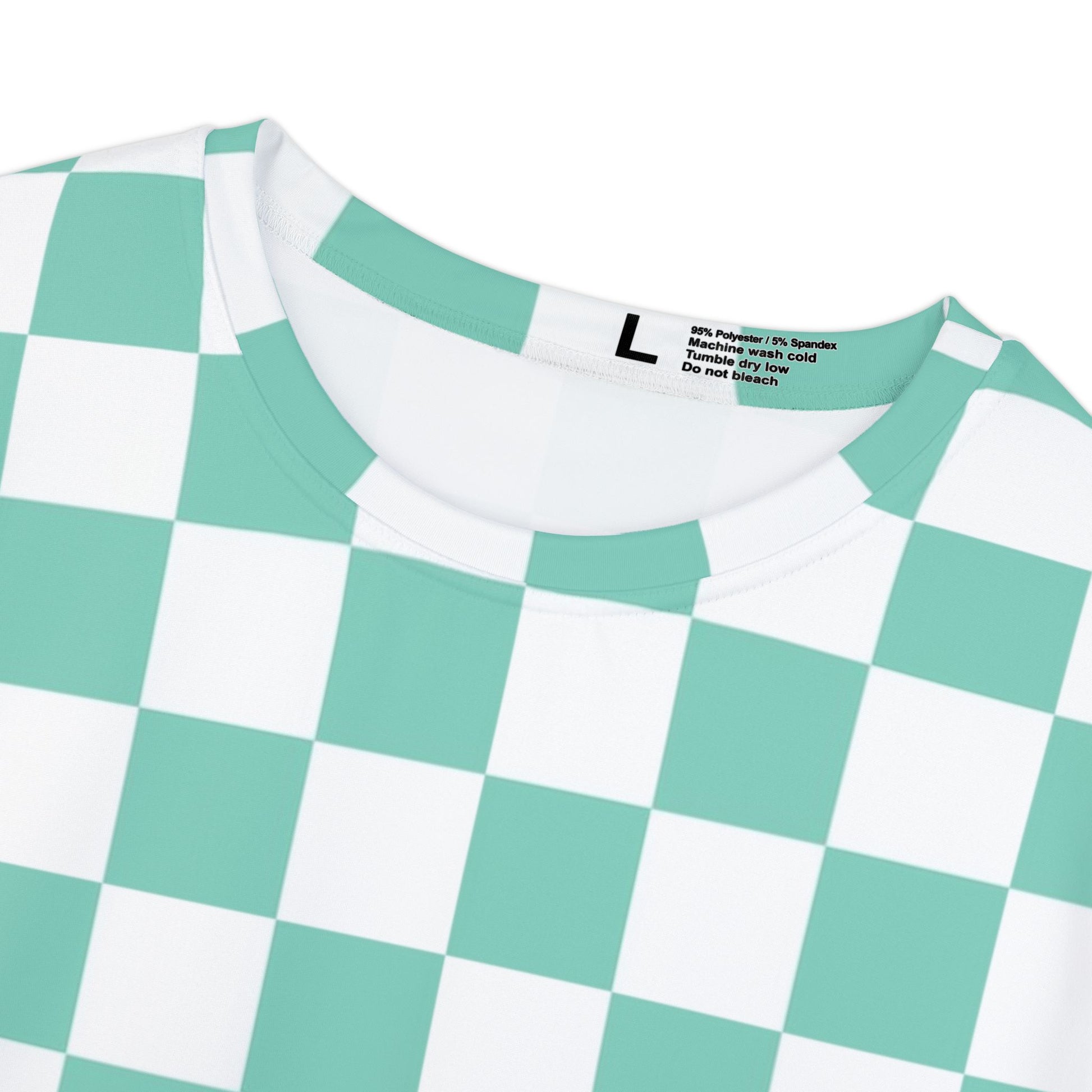 Checkerboard Light Green Women's Short Sleeve Shirt (AOP), Artsulli - Art is Long, Life is Short, All Over Prints, , , , , , , 