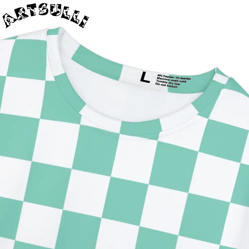 JAKKOUTTHEBXX Checkerboard Light Green Women’s Short Sleeve Shirt