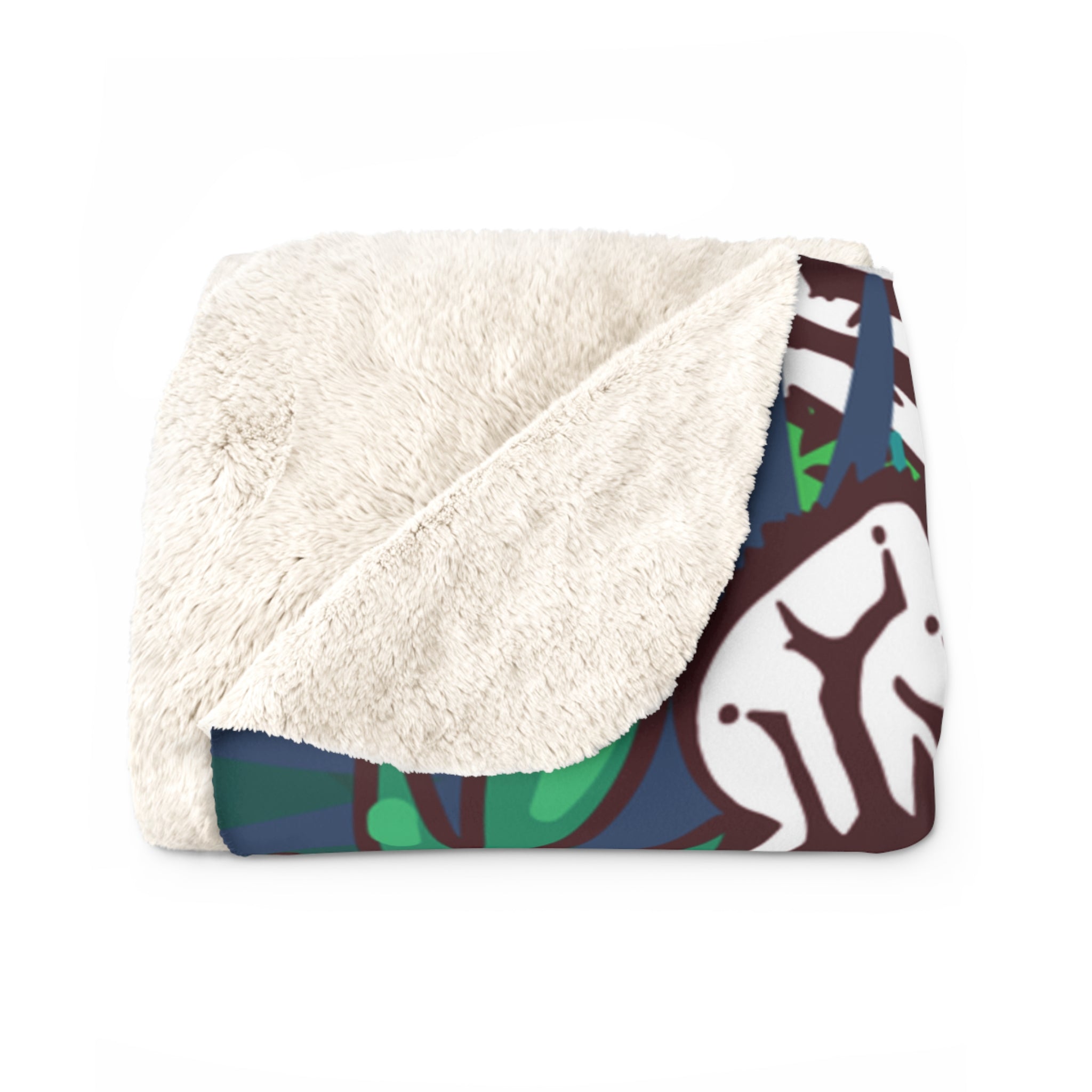 Tropical Jungle Tigers Blue and Green Sherpa Fleece Blanket, Artsulli - Art is Long, Life is Short, Home Decor, , , , , , , 