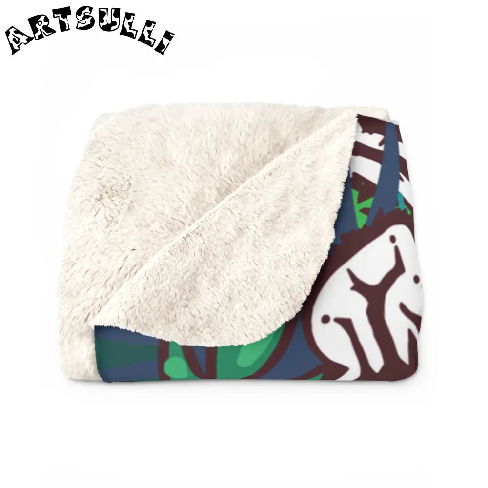 JAKKOUTTHEBXX Tropical Jungle Tigers Blue and Green Sherpa Fleece