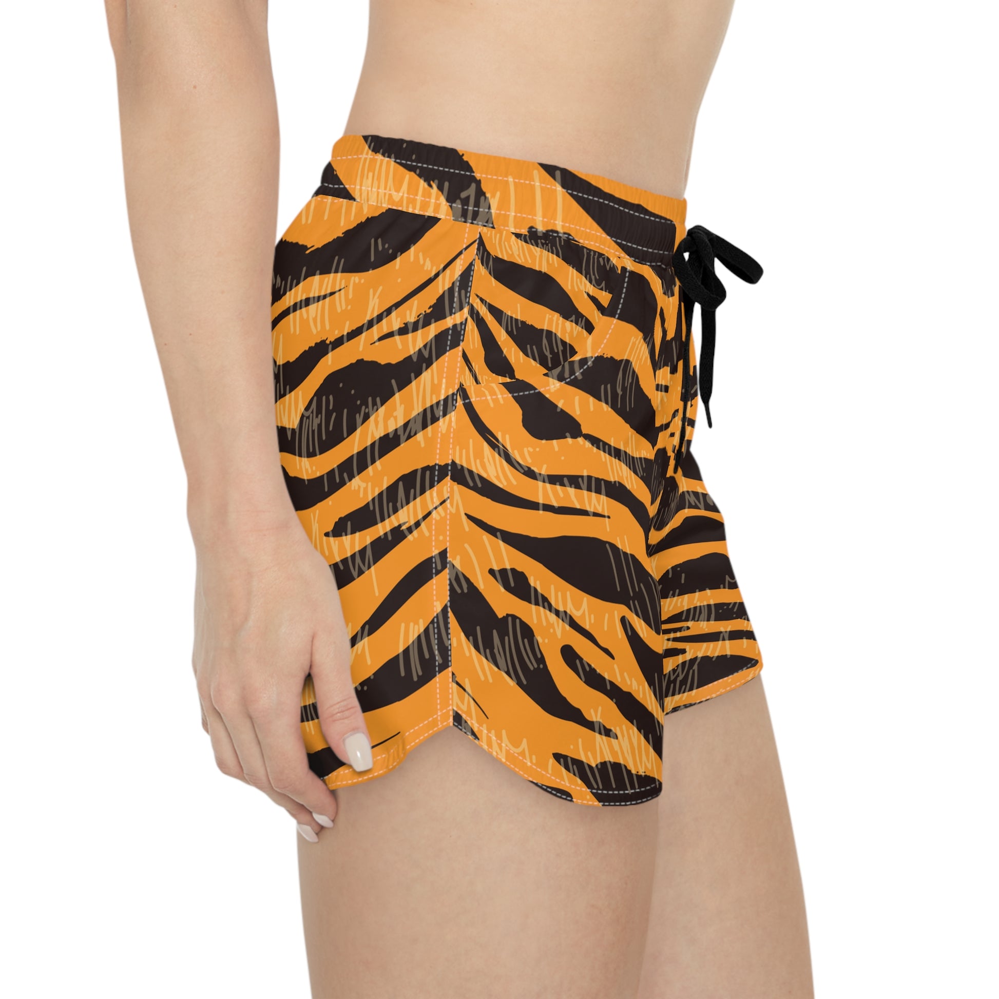 Tiger Scratches Orange and Black Women's Casual Shorts (AOP), Artsulli - Art is Long, Life is Short, All Over Prints, , , , , , , 