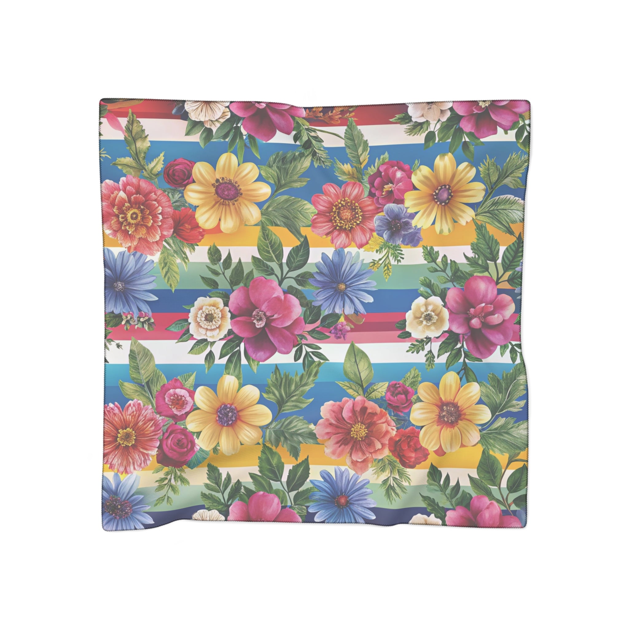 Floral Stripe 4K Poly Scarf, Artsulli - Art is Long, Life is Short, Accessories, Color, Poly voile, Size, 25" × 25", , , 89149608927341574359
