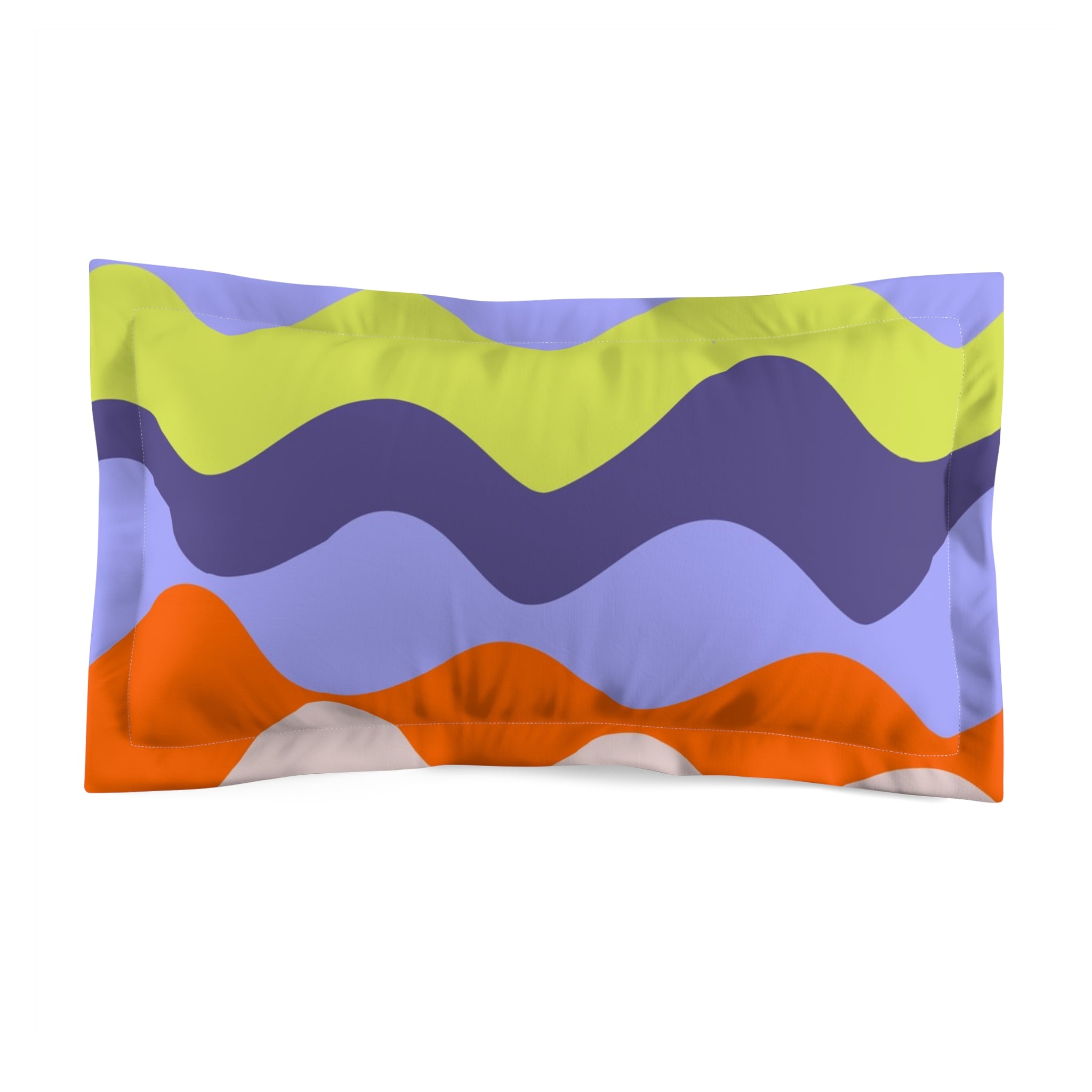 Waves Yellow and Blue Microfiber Pillow Sham, Artsulli - Art is Long, Life is Short, Home Decor, Size, King, , , , , 76198929042276909304
