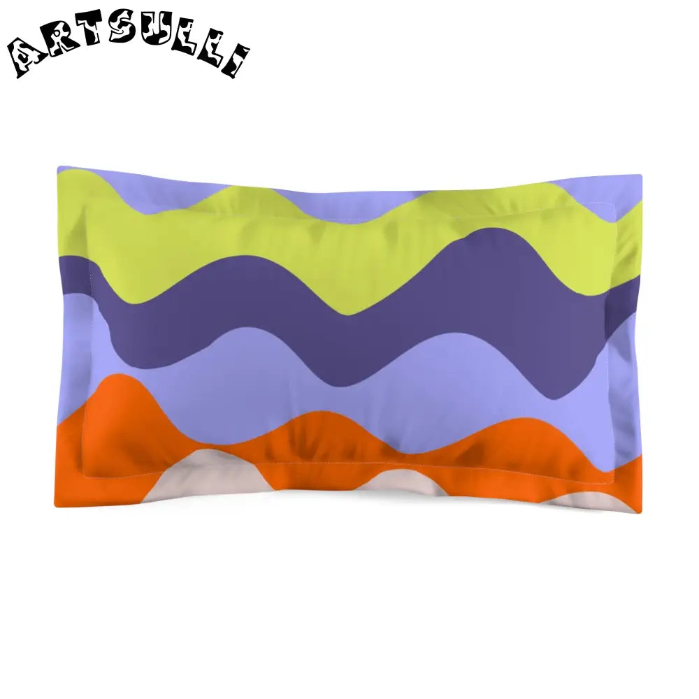 JAKKOUTTHEBXX Waves Yellow and Blue Microfiber Pillow Sham