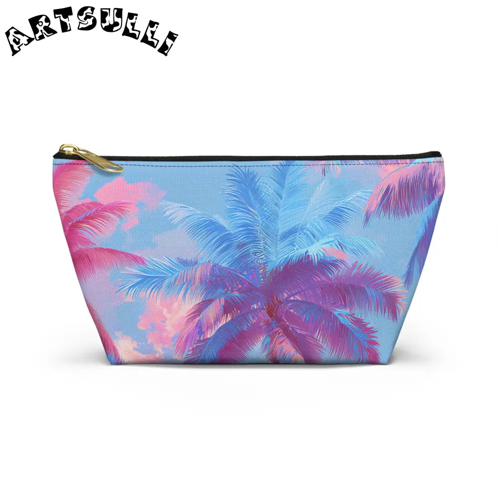 JAKKOUTTHEBXX Ethereal Pastel Palms II Blue and Pink Accessory Pouch