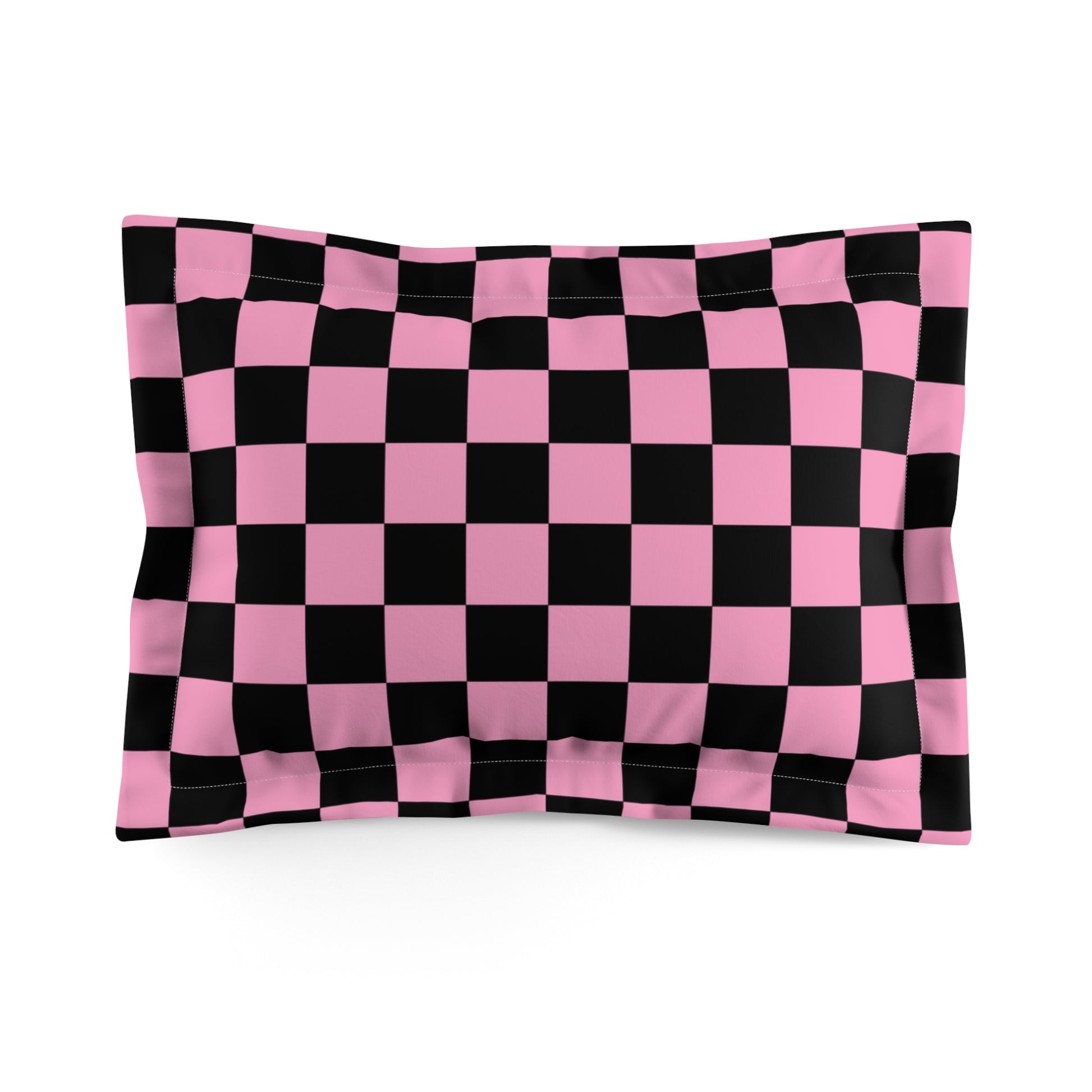 Checkerboard Black and Pink Microfiber Pillow Sham, Artsulli - Art is Long, Life is Short, Home Decor, Size, Standard, , , , , 15478382925123681364