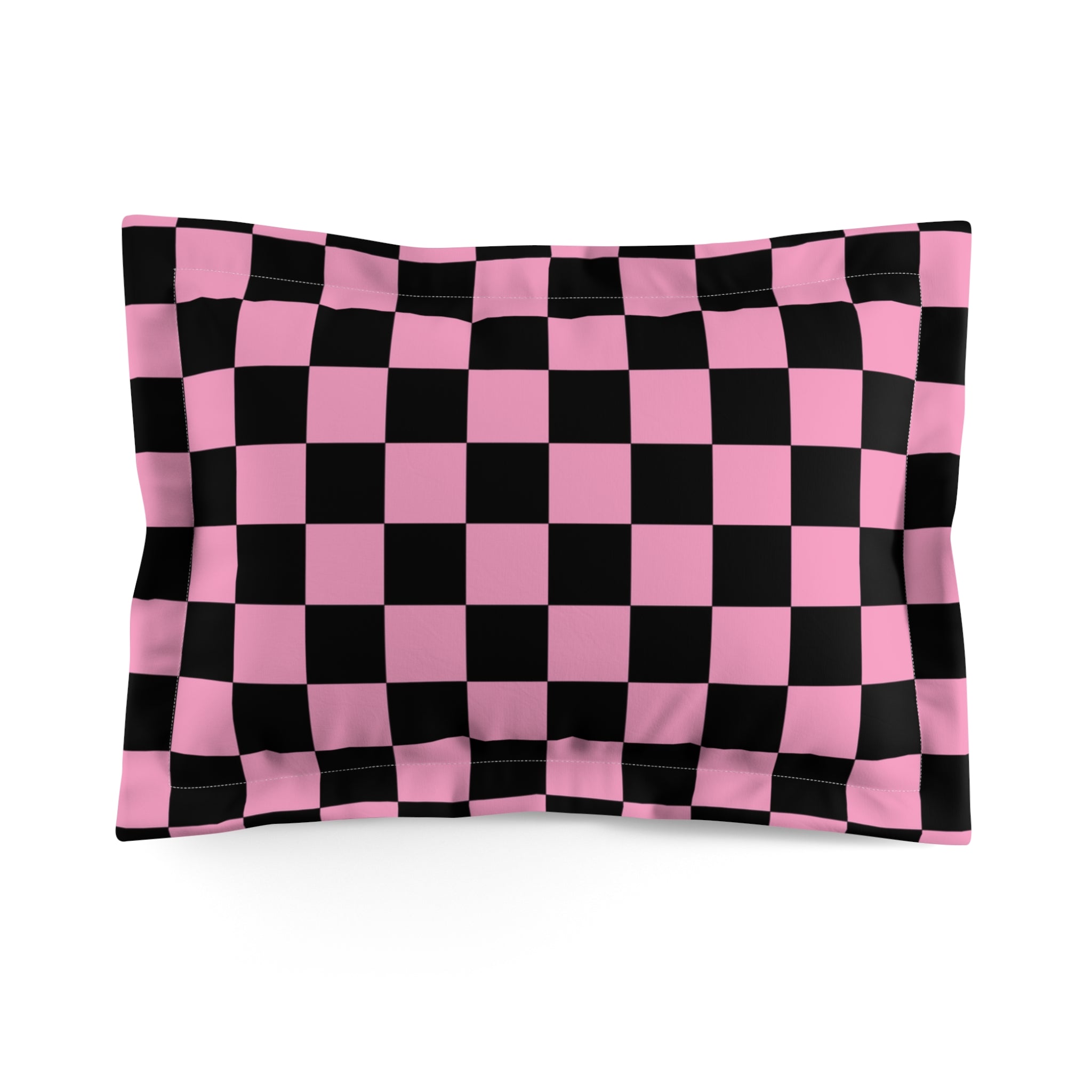 Checkerboard Black and Pink Microfiber Pillow Sham, Artsulli - Art is Long, Life is Short, Home Decor, Size, Standard, , , , , 15478382925123681364