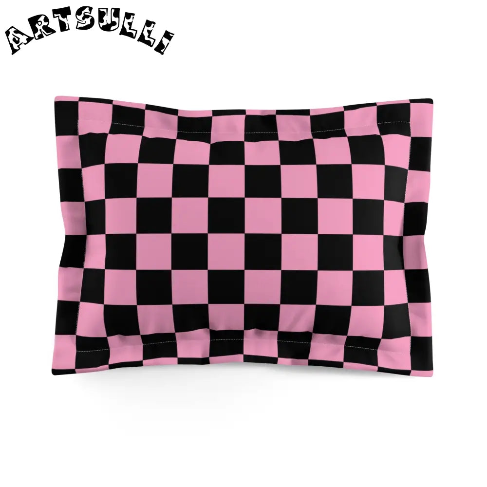 JAKKOUTTHEBXX Checkerboard Black and Pink Microfiber Pillow Sham