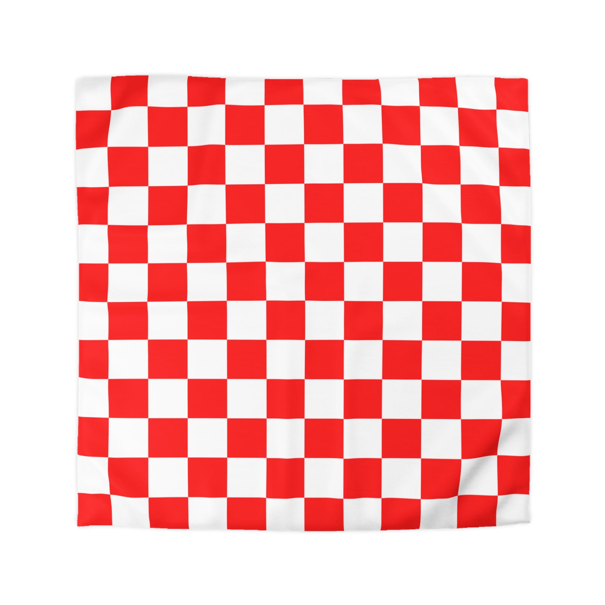 Checkerboard Red and White Microfiber Duvet Cover, Artsulli - Art is Long, Life is Short, Home Decor, Size, Queen, Color, White, , , 28764295214797870400