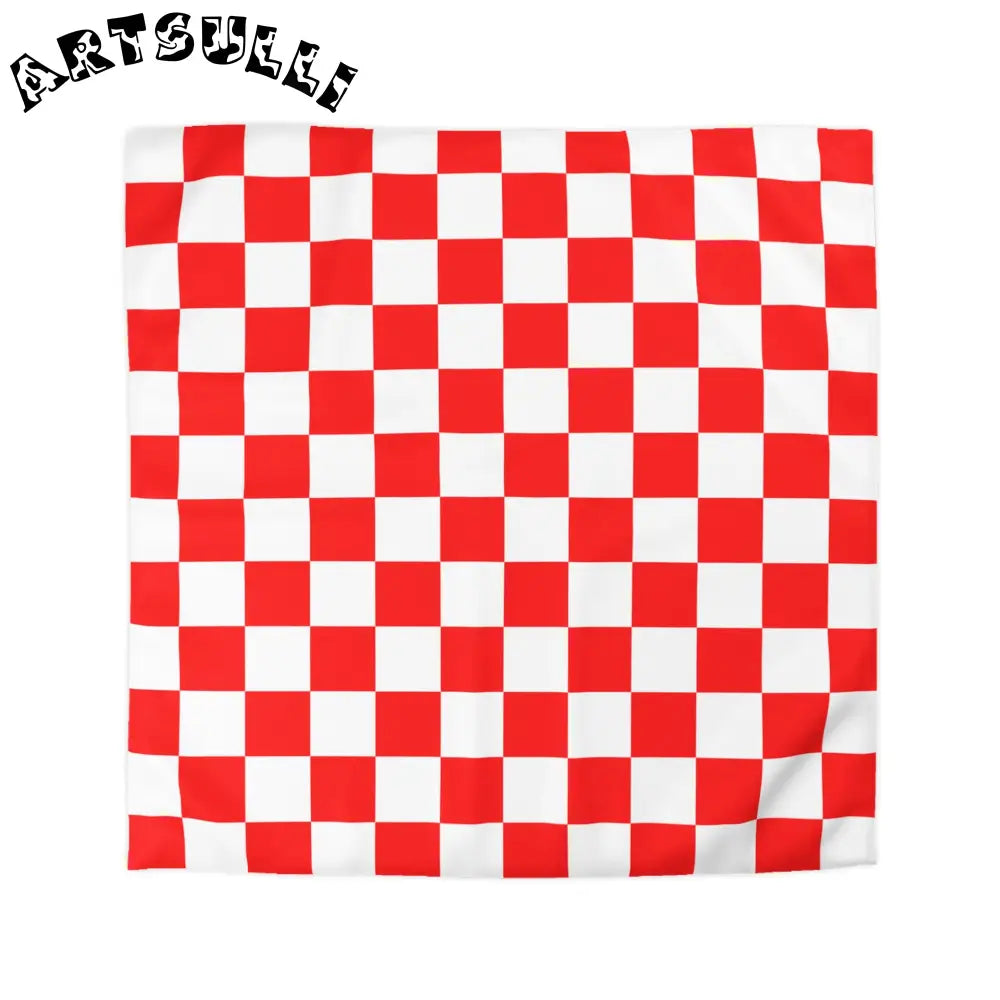 JAKKOUTTHEBXX Checkerboard Red and White Microfiber Duvet Cover