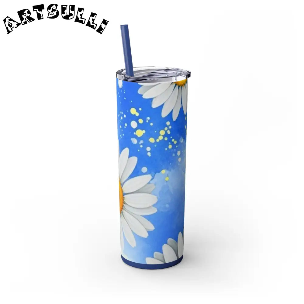 JAKKOUTTHEBXX Daisies Skinny Tumbler with Straw 20oz JAKKOUTTHEBXX