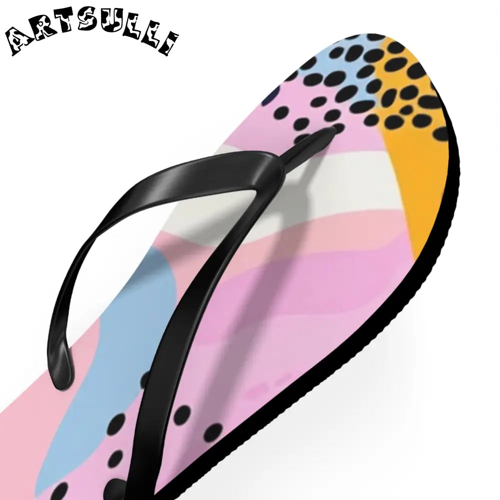 JAKKOUTTHEBXX Colorful Abstract Dots and Shapes Flip Flops