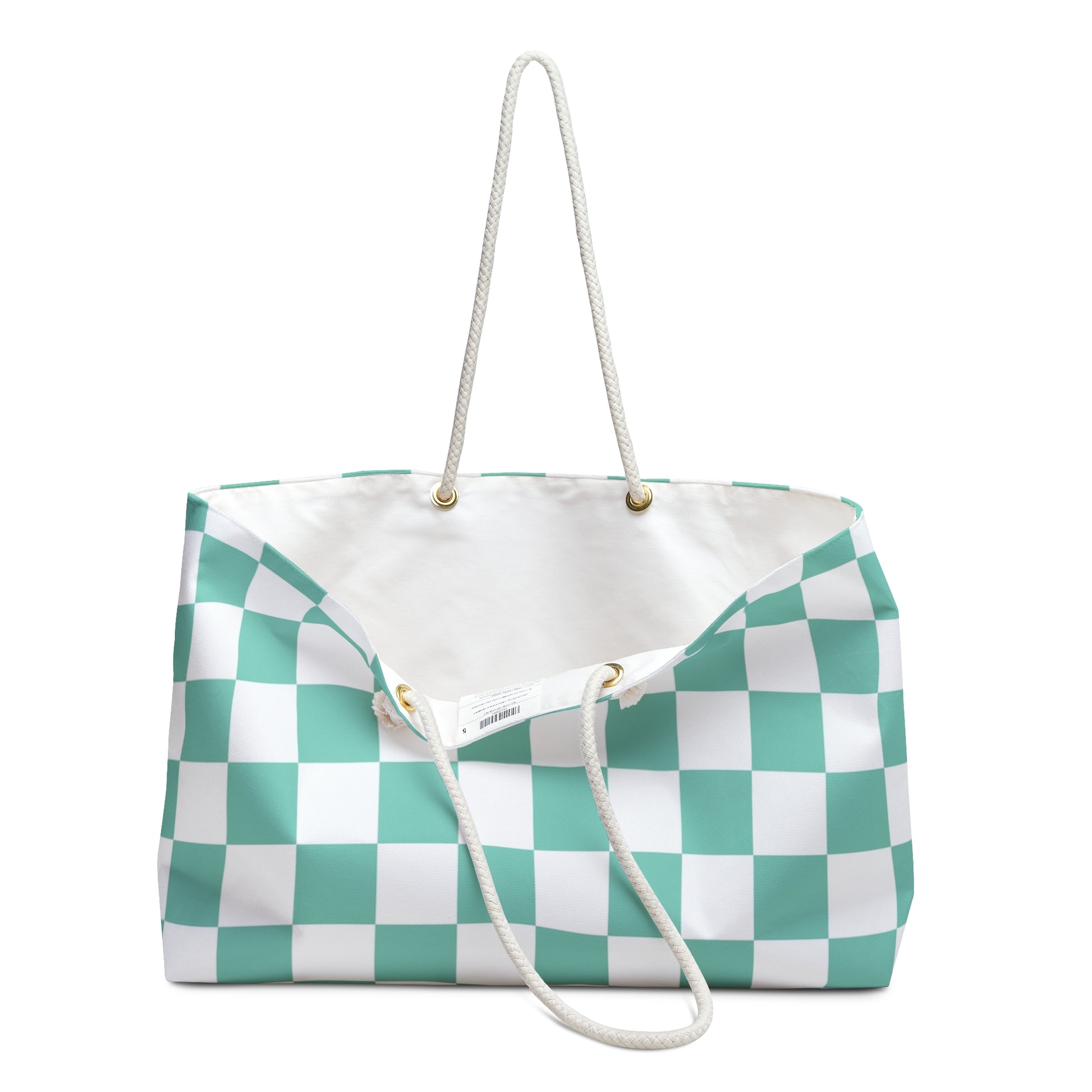 Checkerboard Light Green Weekender Bag, Artsulli - Art is Long, Life is Short, Bags, , , , , , , 