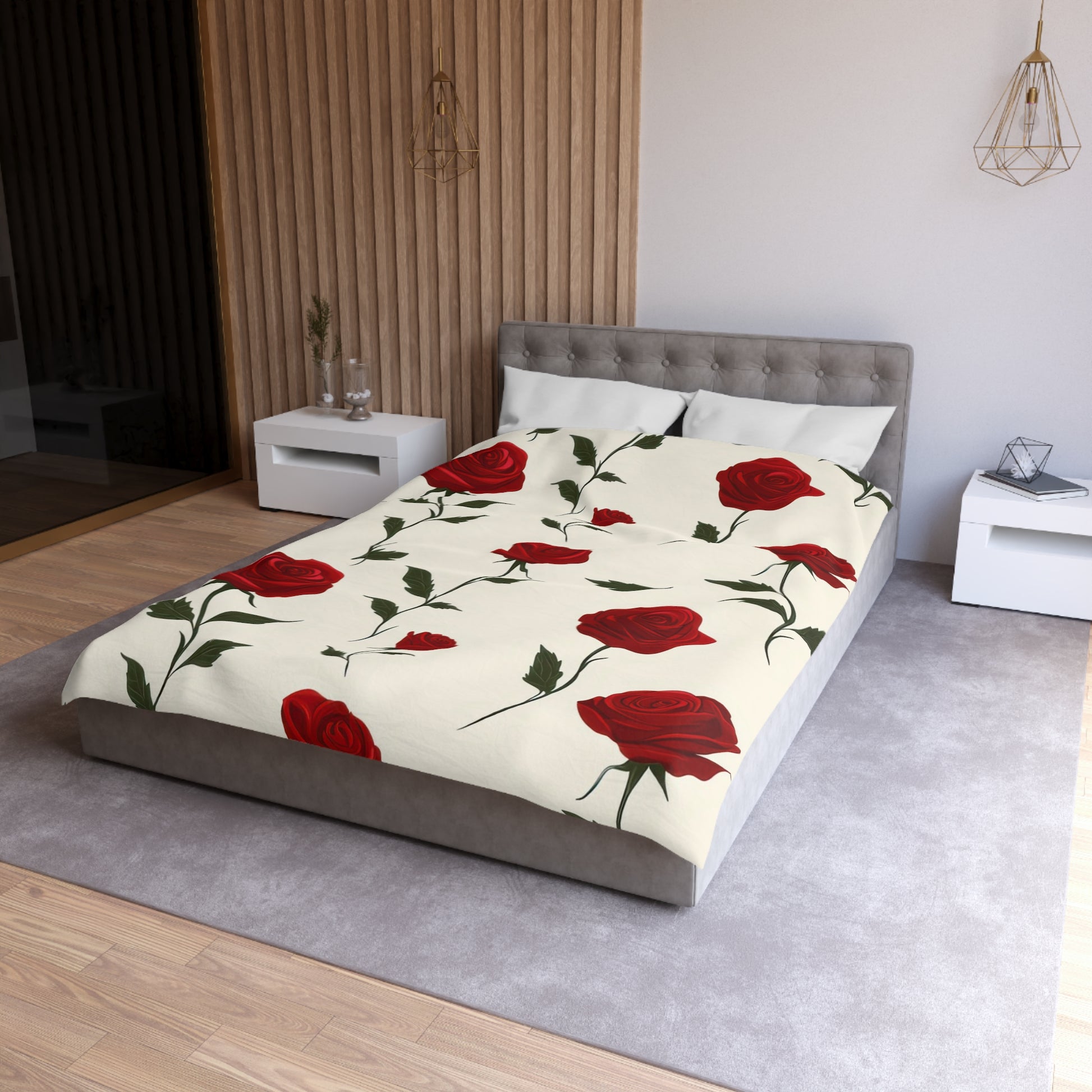 Red Roses Microfiber Duvet Cover, Artsulli - Art is Long, Life is Short, Home Decor, , , , , , , 