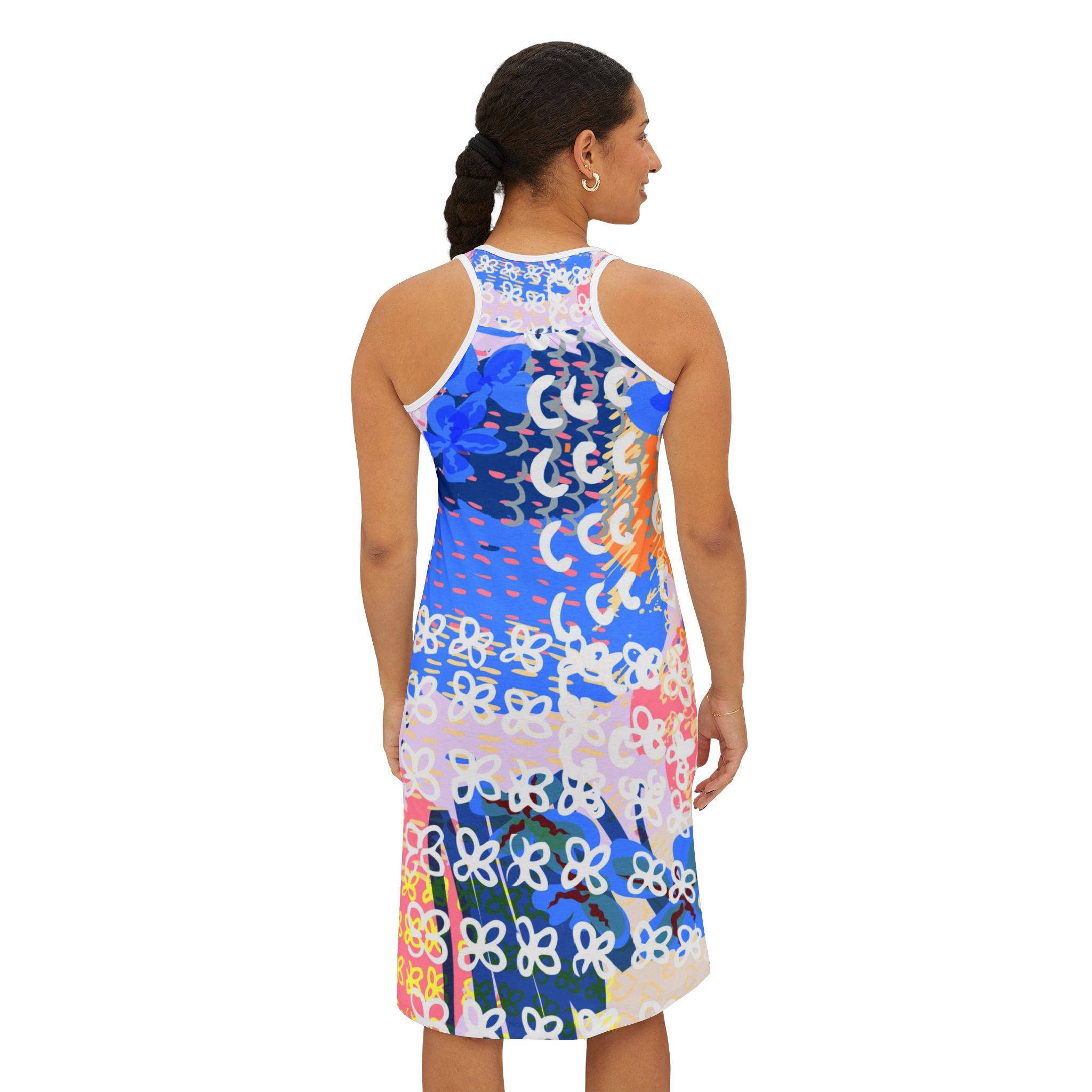 Flowers x Doodles x Hearts Multi-Color Women's Racerback Dress (AOP), Artsulli - Art is Long, Life is Short, Tank Top, , , , , , , 