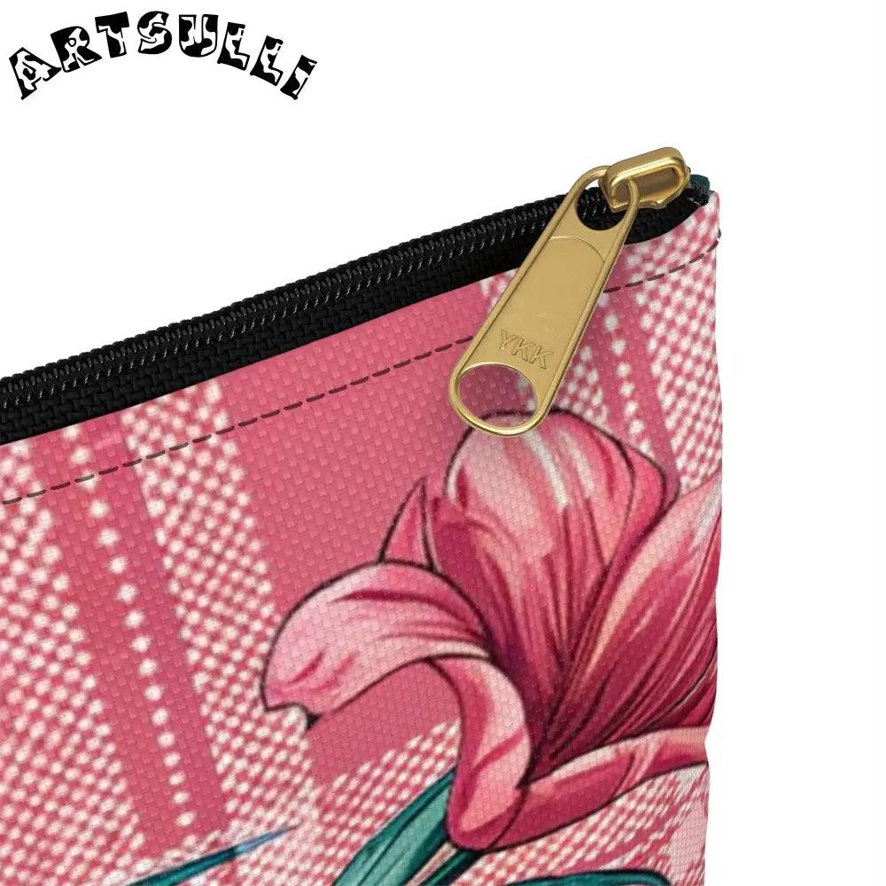 JAKKOUTTHEBXX Plaid x Floral Burgundy and Green Accessory Pouch