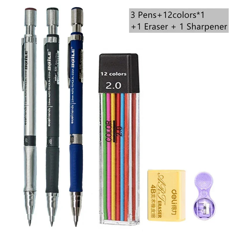 Buy The Best By Artsulli - Art is Long Life Short - Mechanical Pencil Set 2mm Carpenter Drafting HB Pen 2.0 mm For Drawing Writing