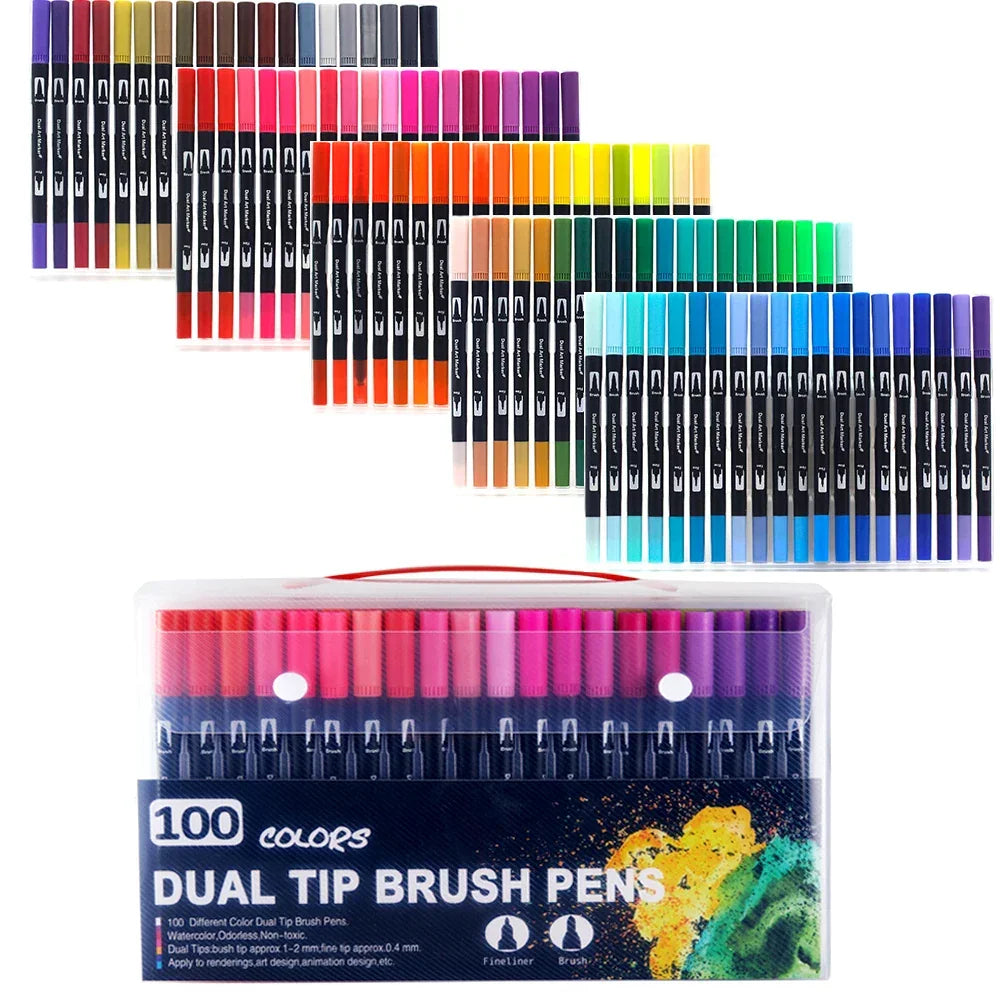 Buy The Best By Artsulli - Art is Long Life Short - Markers Set 36/48/72/120 Colors FineLiner Dual Tip Brush Pen Drawing Painting