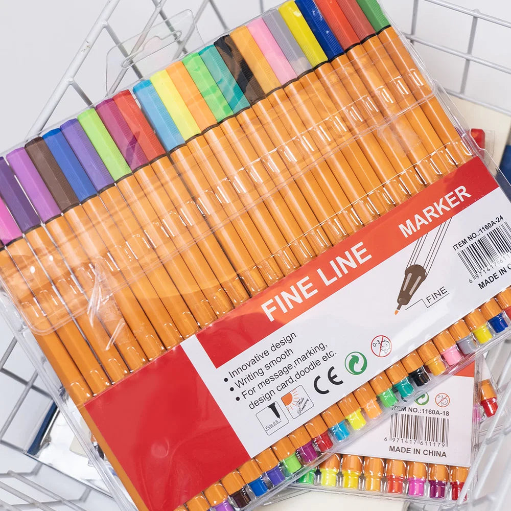 Colorful Fineliner Marker Set 6/12/18/24 Colors Water-Based Micron Pens for Drawing Painting Manga School Office Art Supplies