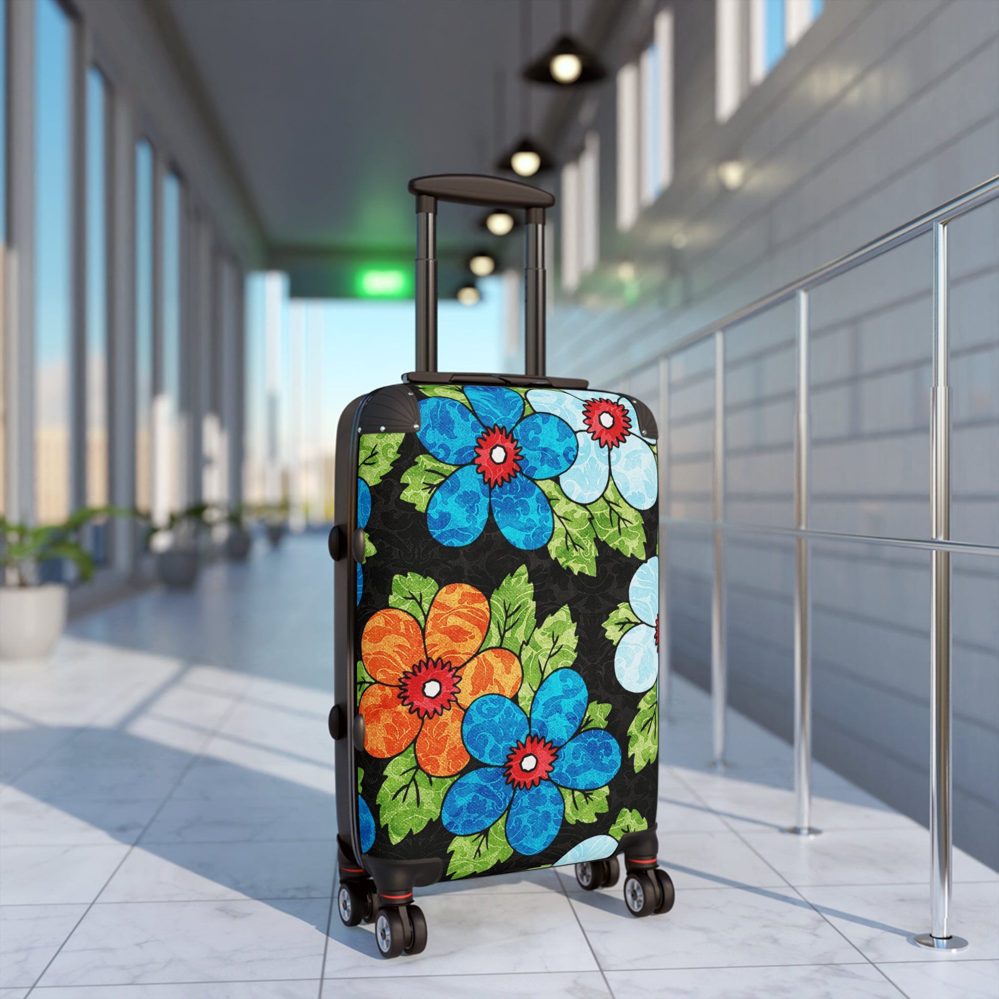 Groovy Black Floral Kl II Suitcase, Artsulli - Art is Long, Life is Short, Bags, , , , , , , 