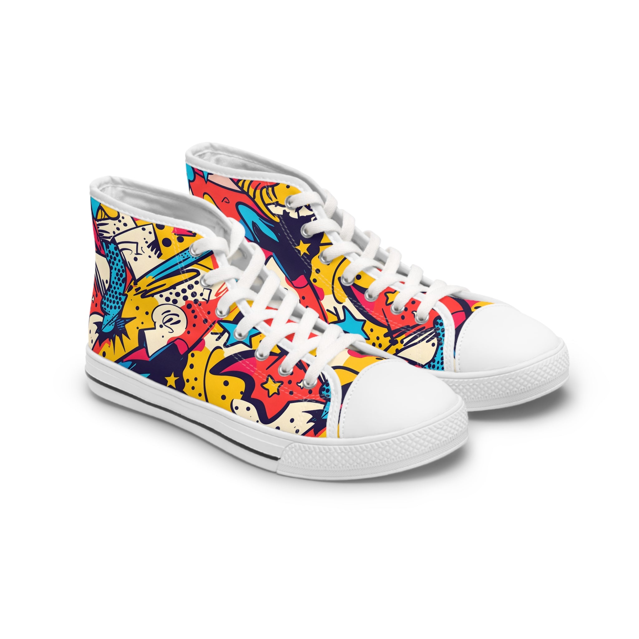 Comic x Pop Art II Women's High Top Sneakers, Artsulli - Art is Long, Life is Short, Shoes, Size, US 5.5, Color, White sole, , , 20726645384025535779