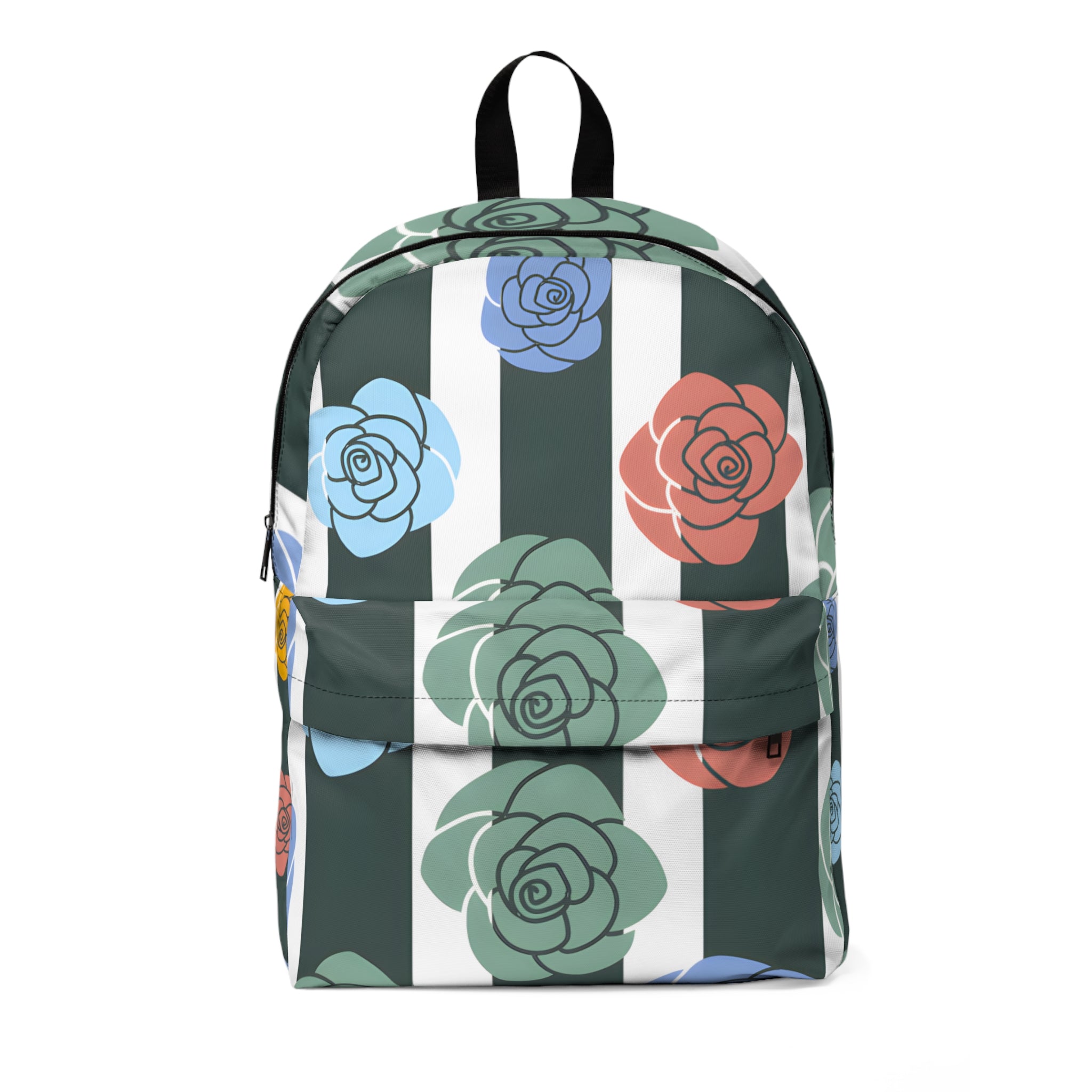 Stripes x Roses Black and White Unisex Classic Backpack, Artsulli - Art is Long, Life is Short, Bags, Size, One size, , , , , 11763931695679
