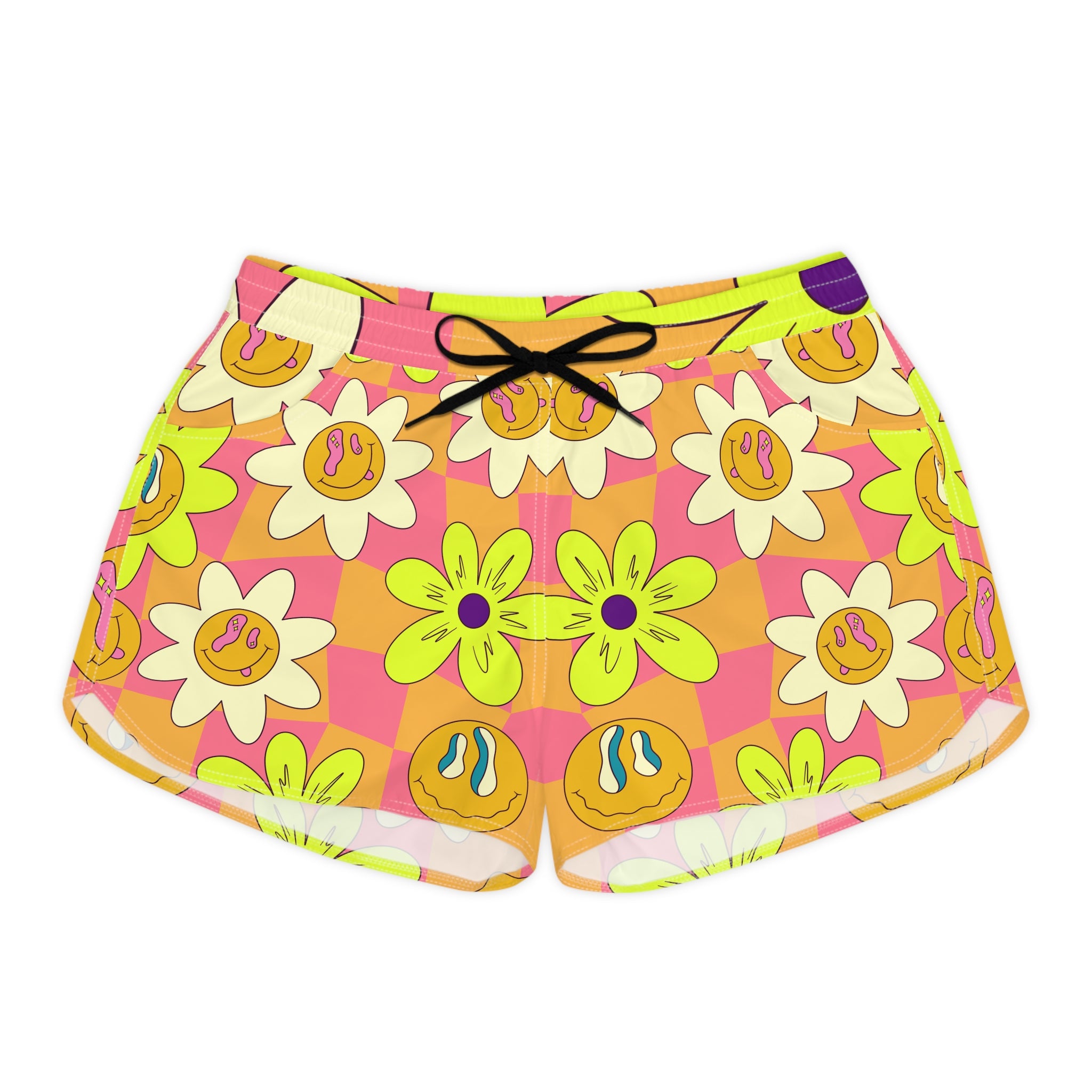 Sour Face Rave Women's Casual Shorts (AOP), Artsulli - Art is Long, Life is Short, All Over Prints, Size, S, Color, Black drawstring, , , 27202141775174839836