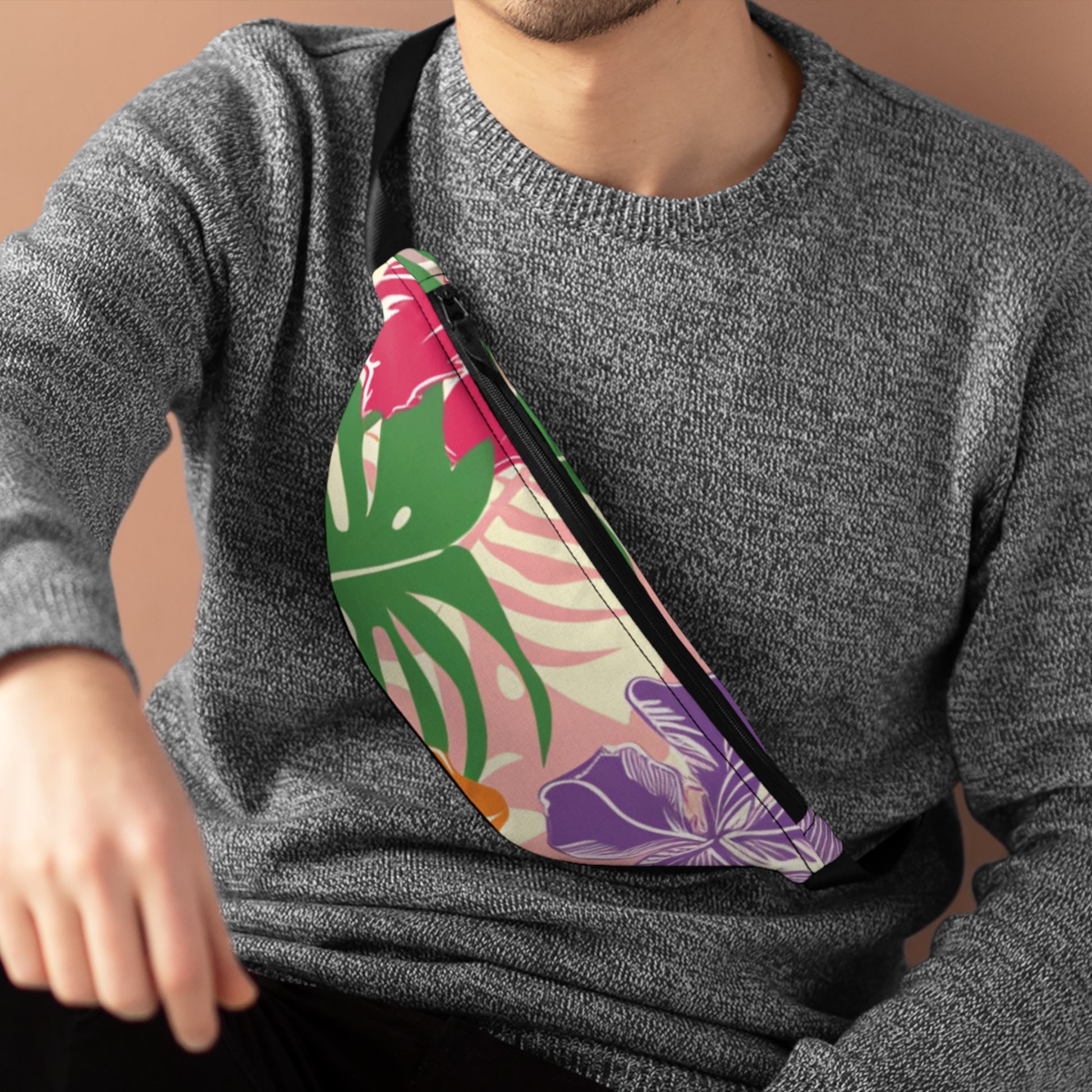 Blooming Tropical Flowers Fanny Pack, Artsulli - Art is Long, Life is Short, Bags, , , , , , , 