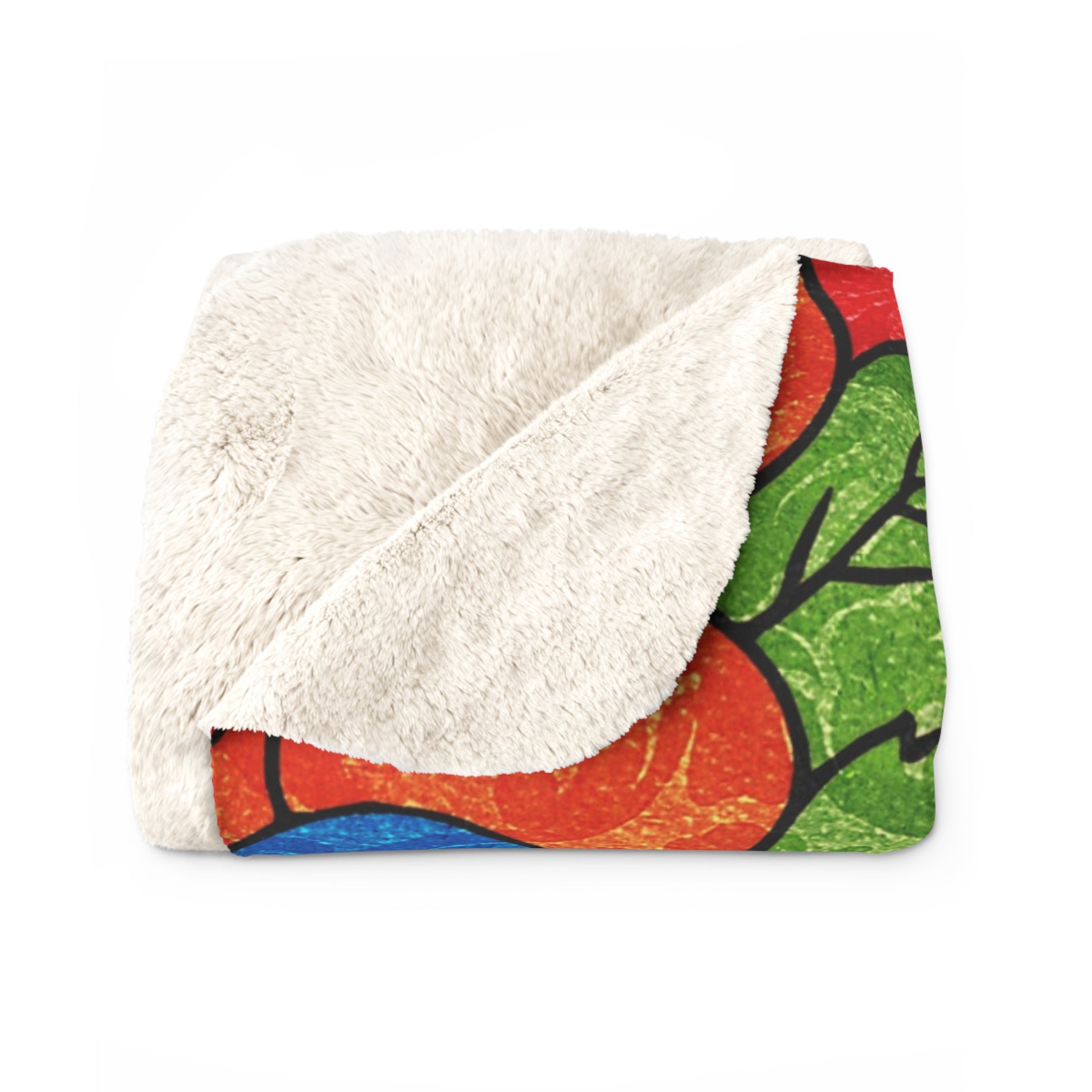 Groovy Red Floral Kl Sherpa Fleece Blanket, Artsulli - Art is Long, Life is Short, Home Decor, , , , , , , 