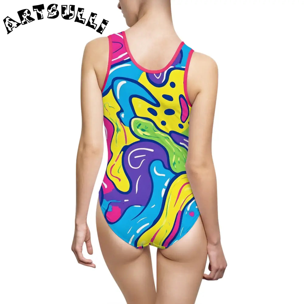 JAKKOUTTHEBXX Colorful Abstract Print One Piece with Elastic Straps 2025