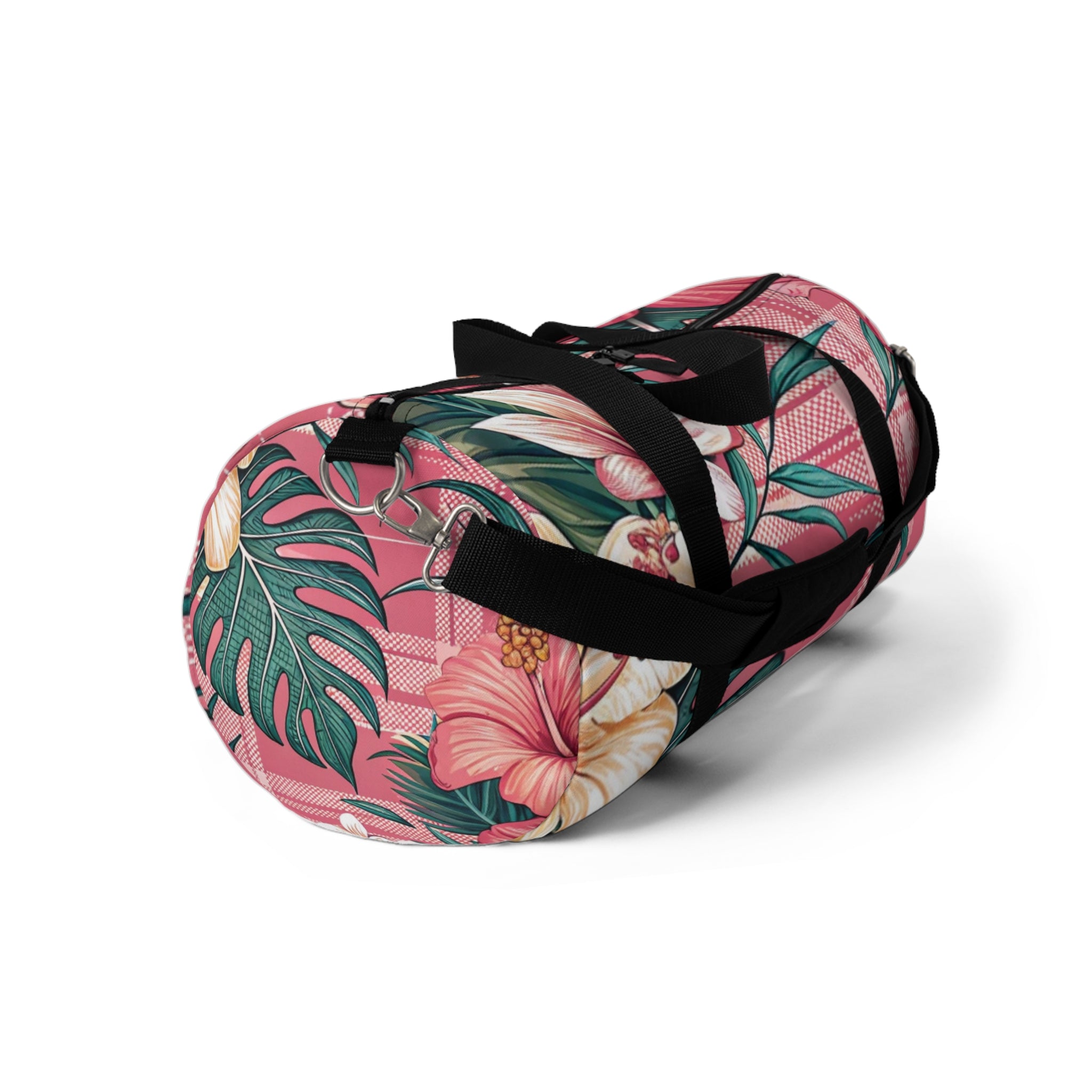 Plaid x Floral Burgundy and Green Duffel Bag, Artsulli - Art is Long, Life is Short, Bags, , , , , , , 
