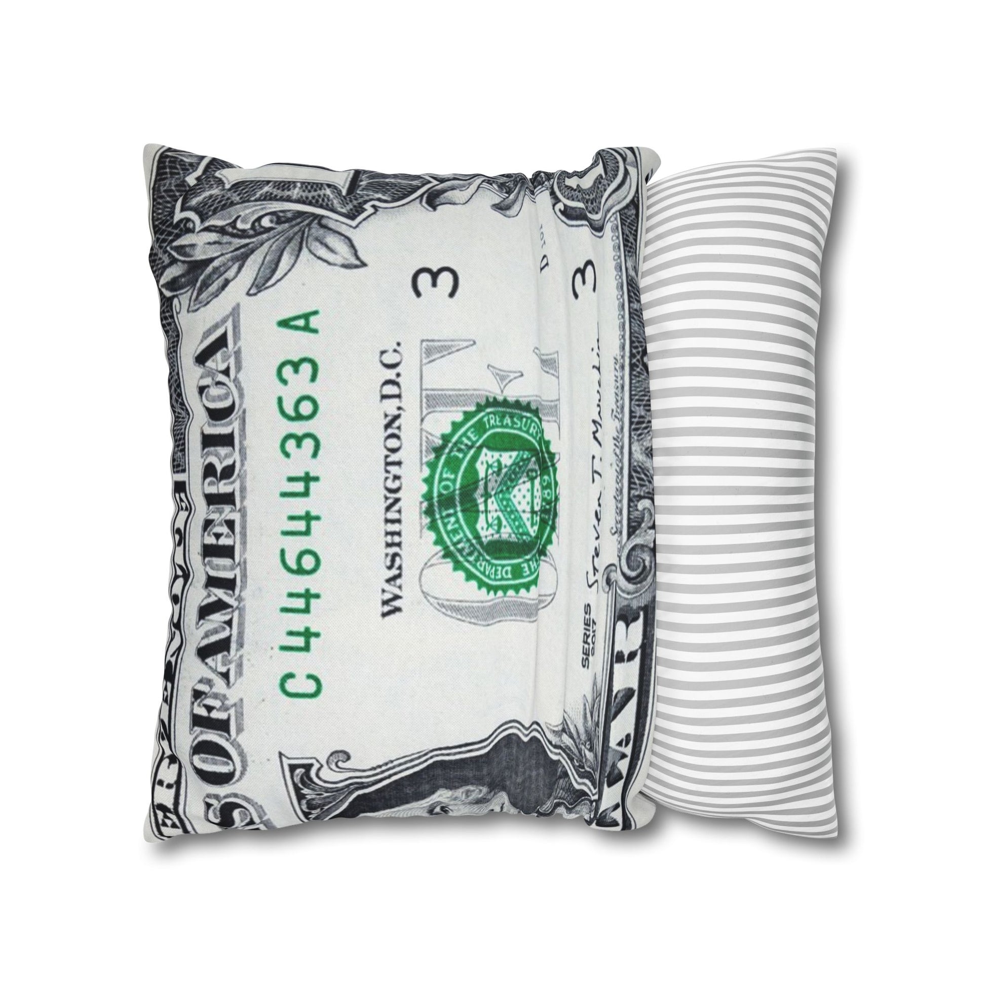 Money Collage Spun Polyester Square Pillowcase, Artsulli - Art is Long, Life is Short, Home Decor, , , , , , , 