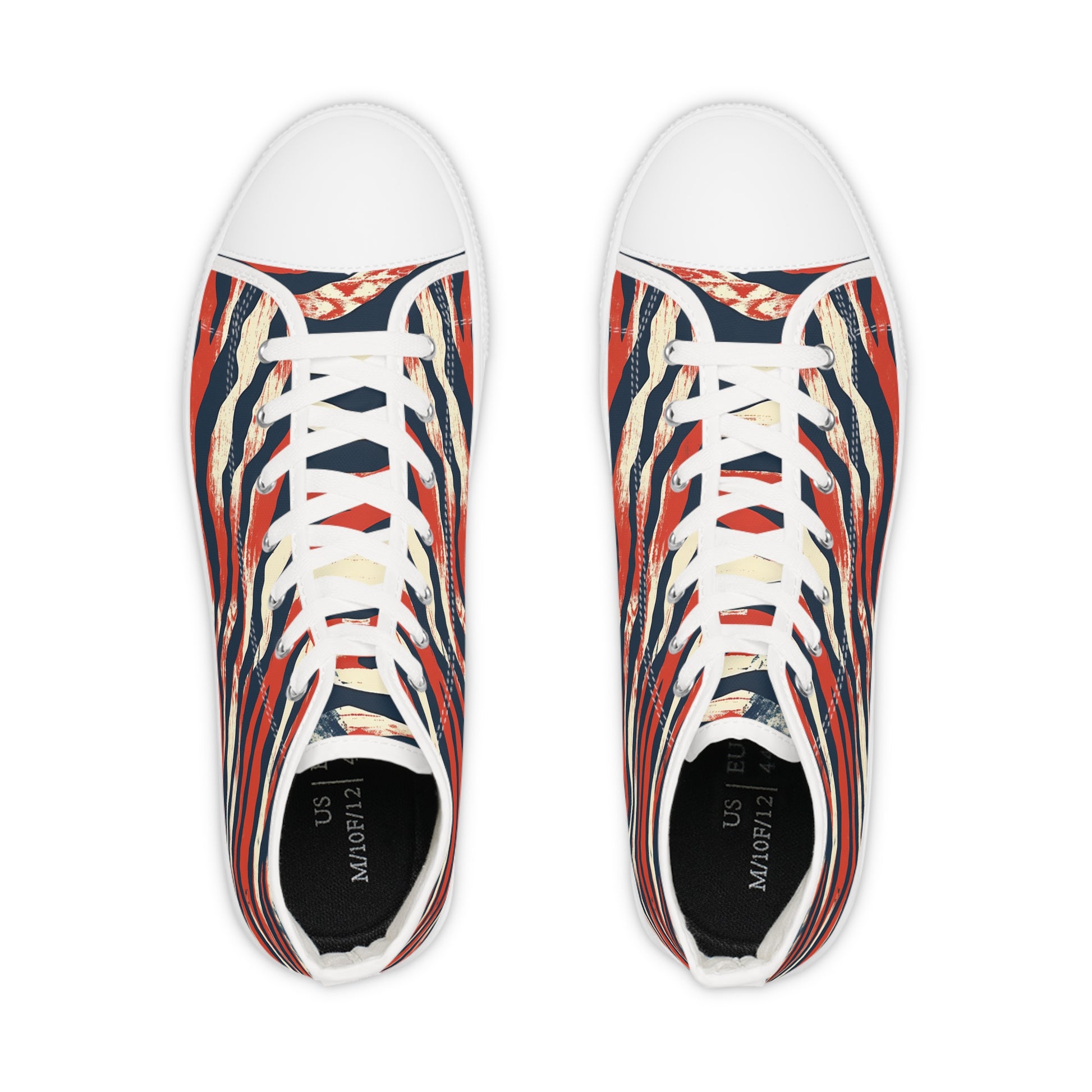 Capricious Tiger Wave Men's High Top Sneakers, Artsulli - Art is Long, Life is Short, Shoes, , , , , , , 